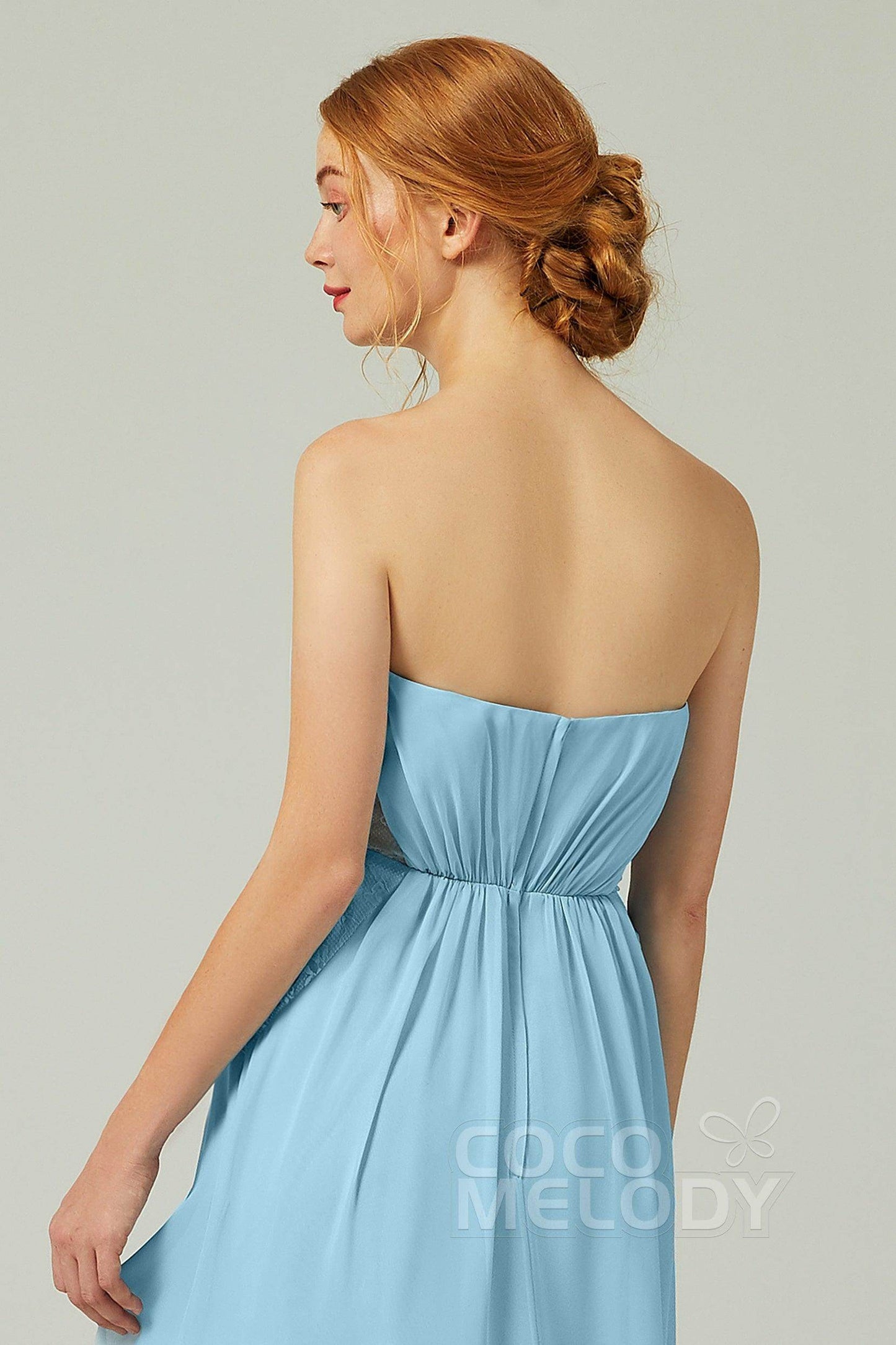 Sheath-Column Floor Length Chiffon Bridesmaid Dress CB0330 - COCOMELODY