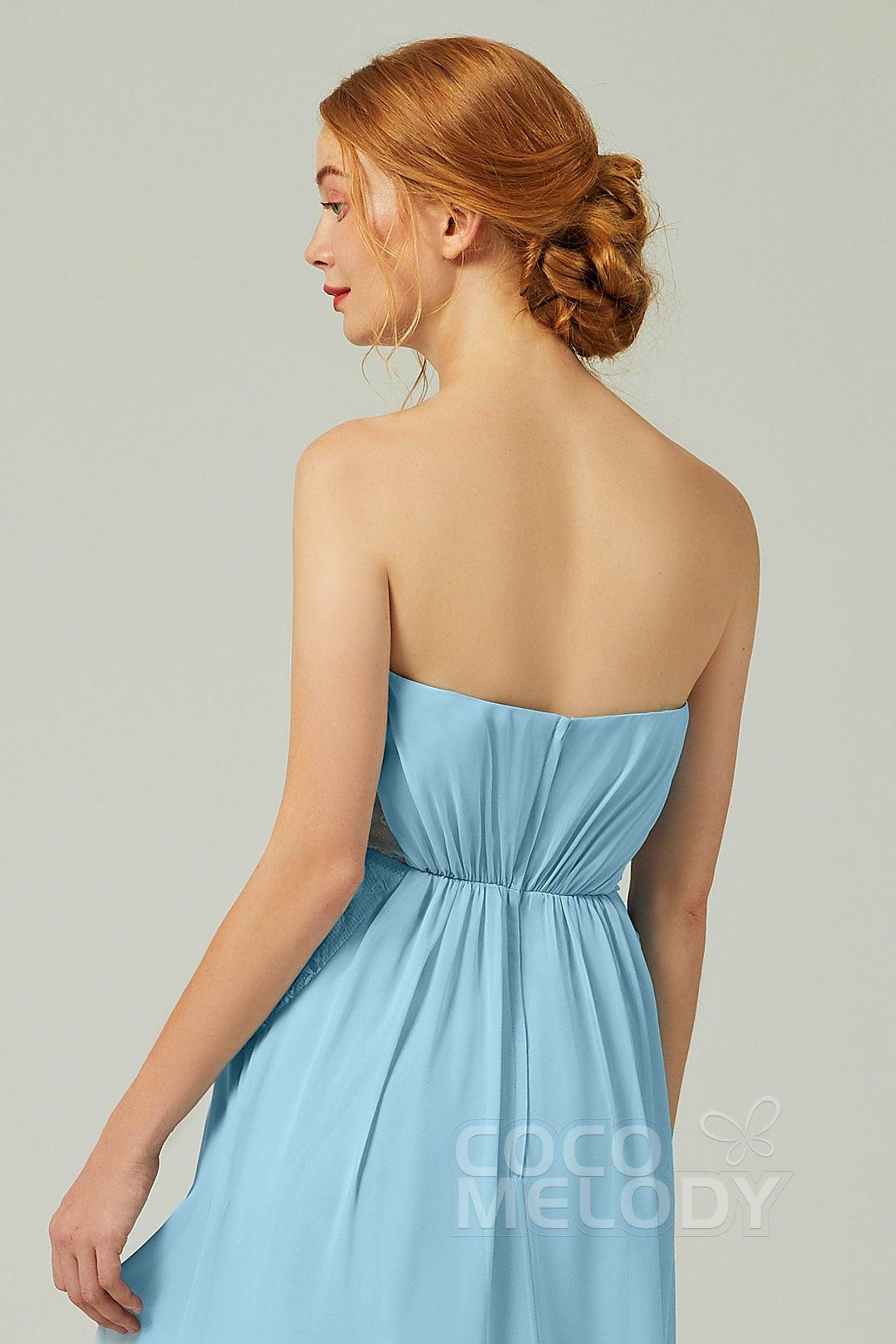 Sheath-Column Floor Length Chiffon Bridesmaid Dress CB0330 - COCOMELODY