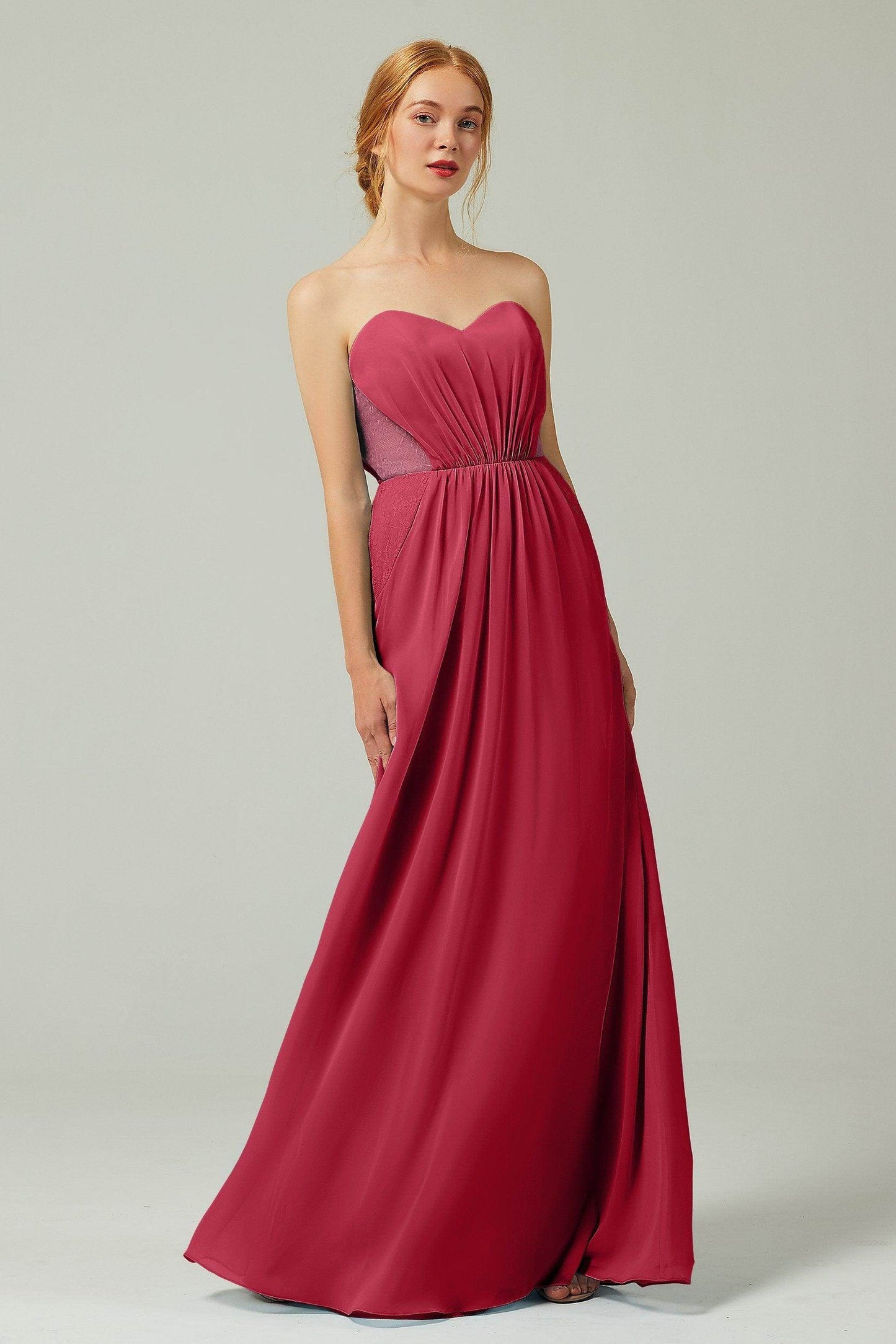 Sheath-Column Floor Length Chiffon Bridesmaid Dress CB0330 - COCOMELODY