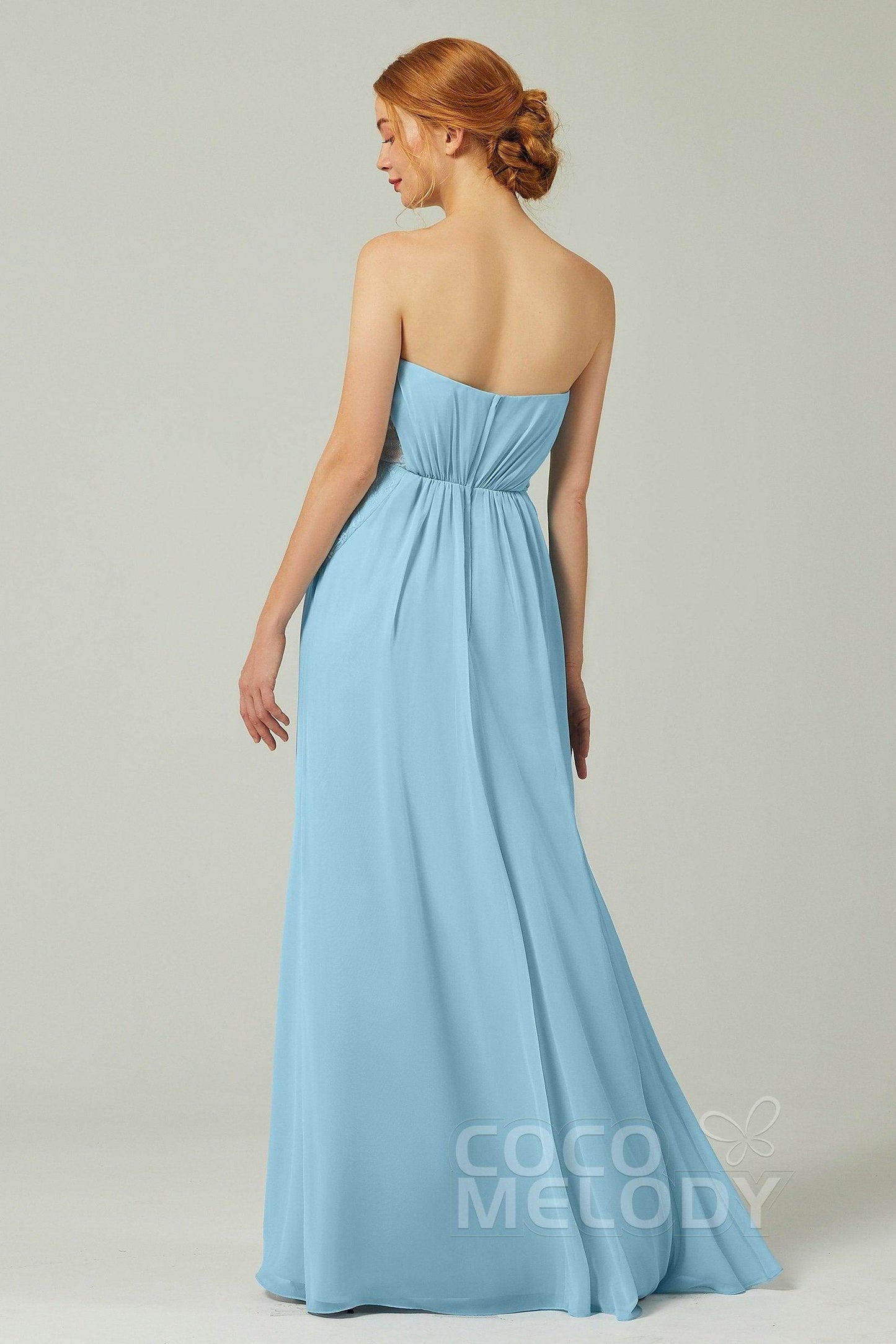 Sheath-Column Floor Length Chiffon Bridesmaid Dress CB0330 - COCOMELODY