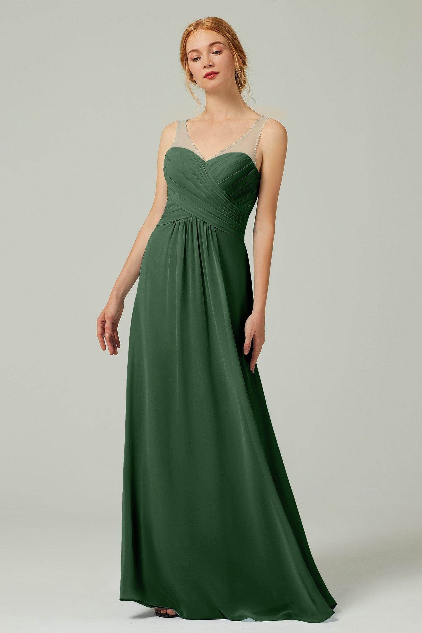 A-Line Floor Length Chiffon Bridesmaid Dress CB0331 - COCOMELODY
