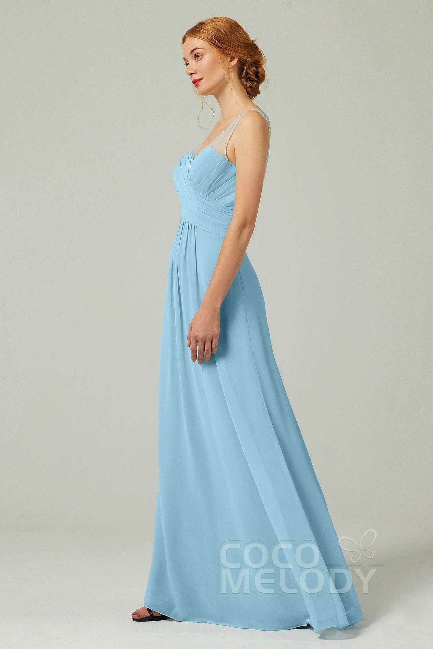A-Line Floor Length Chiffon Bridesmaid Dress CB0331 - COCOMELODY