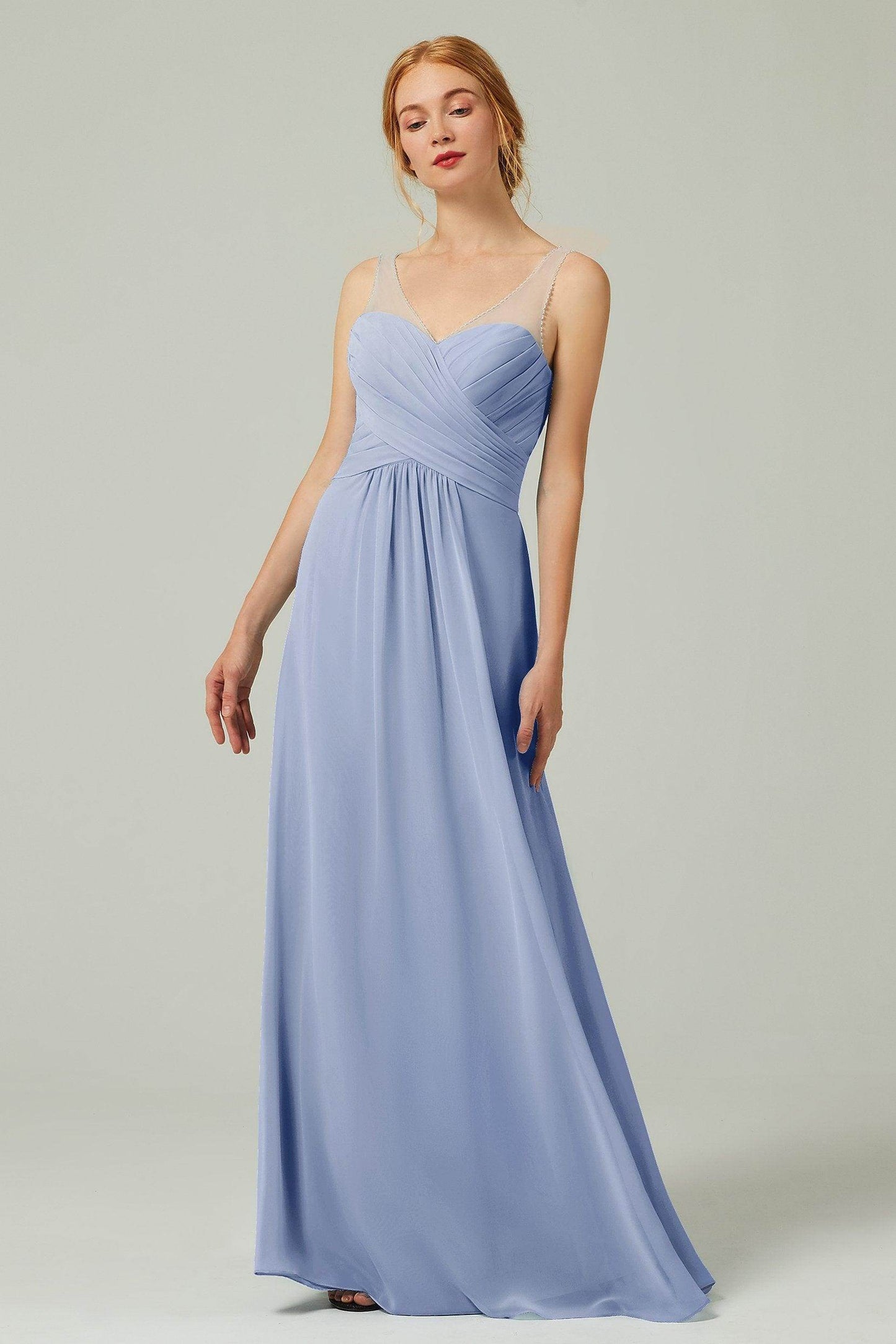 A-Line Floor Length Chiffon Bridesmaid Dress CB0331 - COCOMELODY