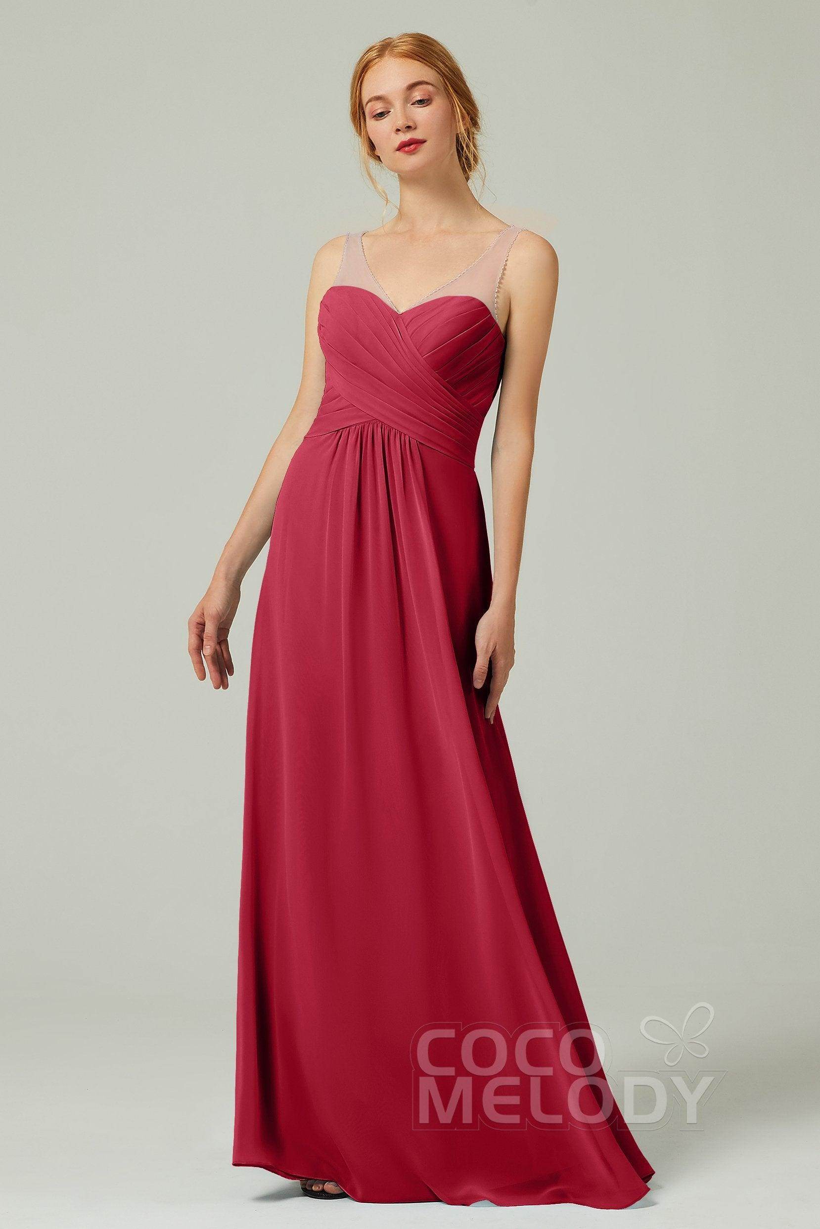A-Line Floor Length Chiffon Bridesmaid Dress CB0331 - COCOMELODY