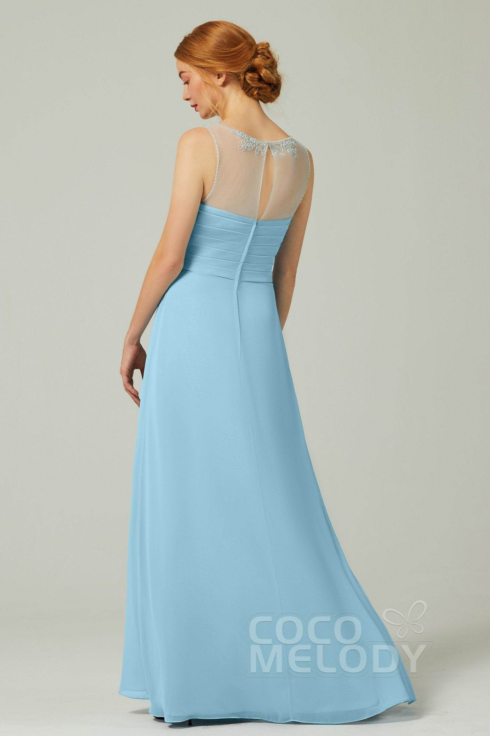 A-Line Floor Length Chiffon Bridesmaid Dress CB0331 - COCOMELODY