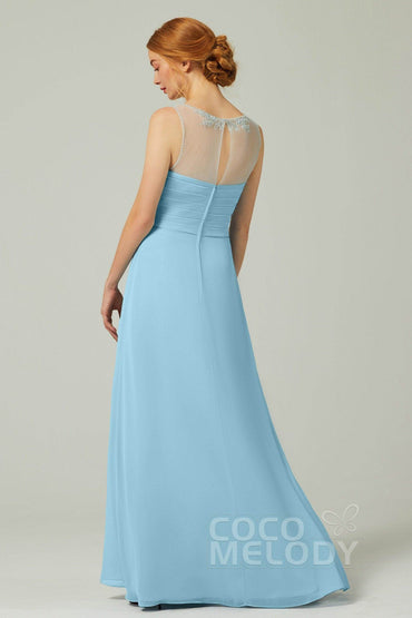 A-Line Floor Length Chiffon Bridesmaid Dress CB0331 - COCOMELODY