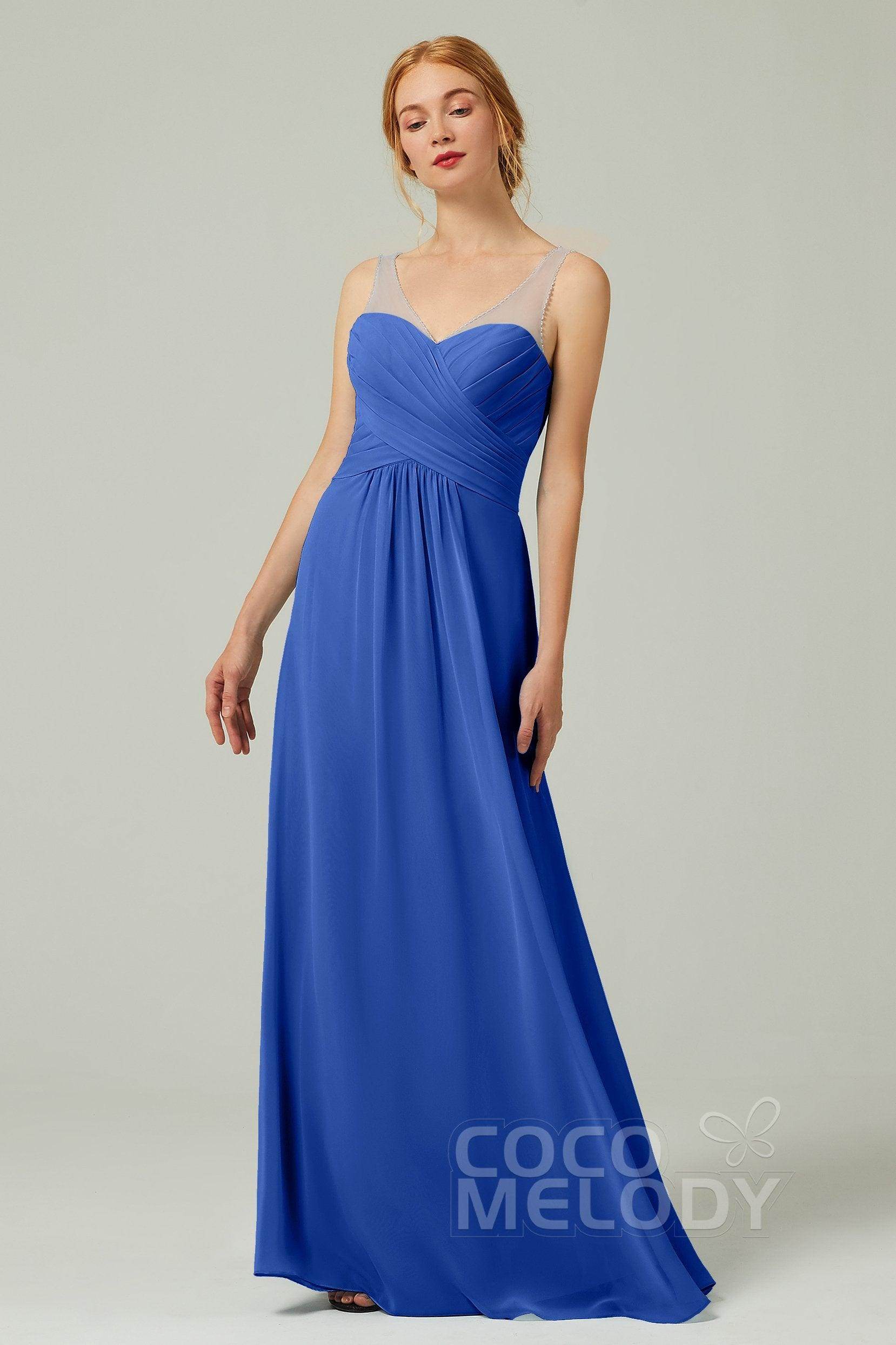 A-Line Floor Length Chiffon Bridesmaid Dress CB0331 - COCOMELODY
