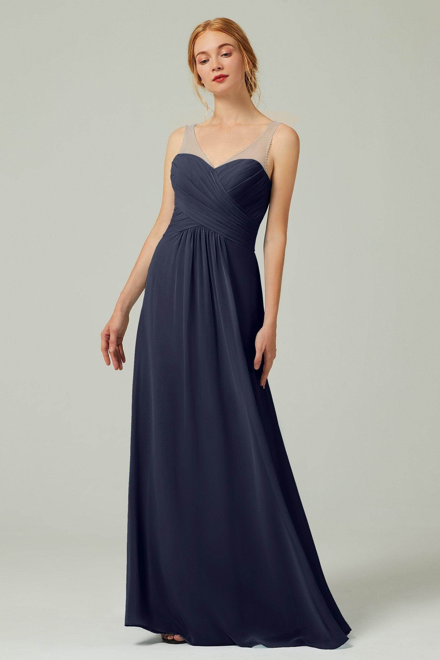 A-Line Floor Length Chiffon Bridesmaid Dress CB0331 - COCOMELODY