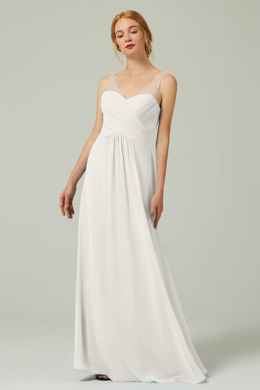 A-Line Floor Length Chiffon Bridesmaid Dress CB0331