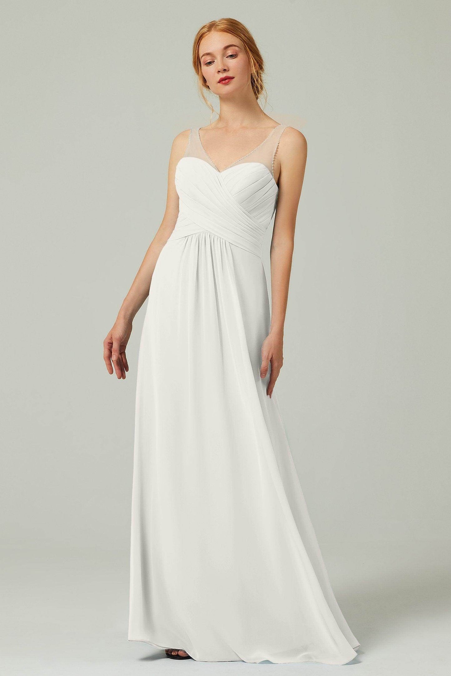 A-Line Floor Length Chiffon Bridesmaid Dress CB0331 - COCOMELODY