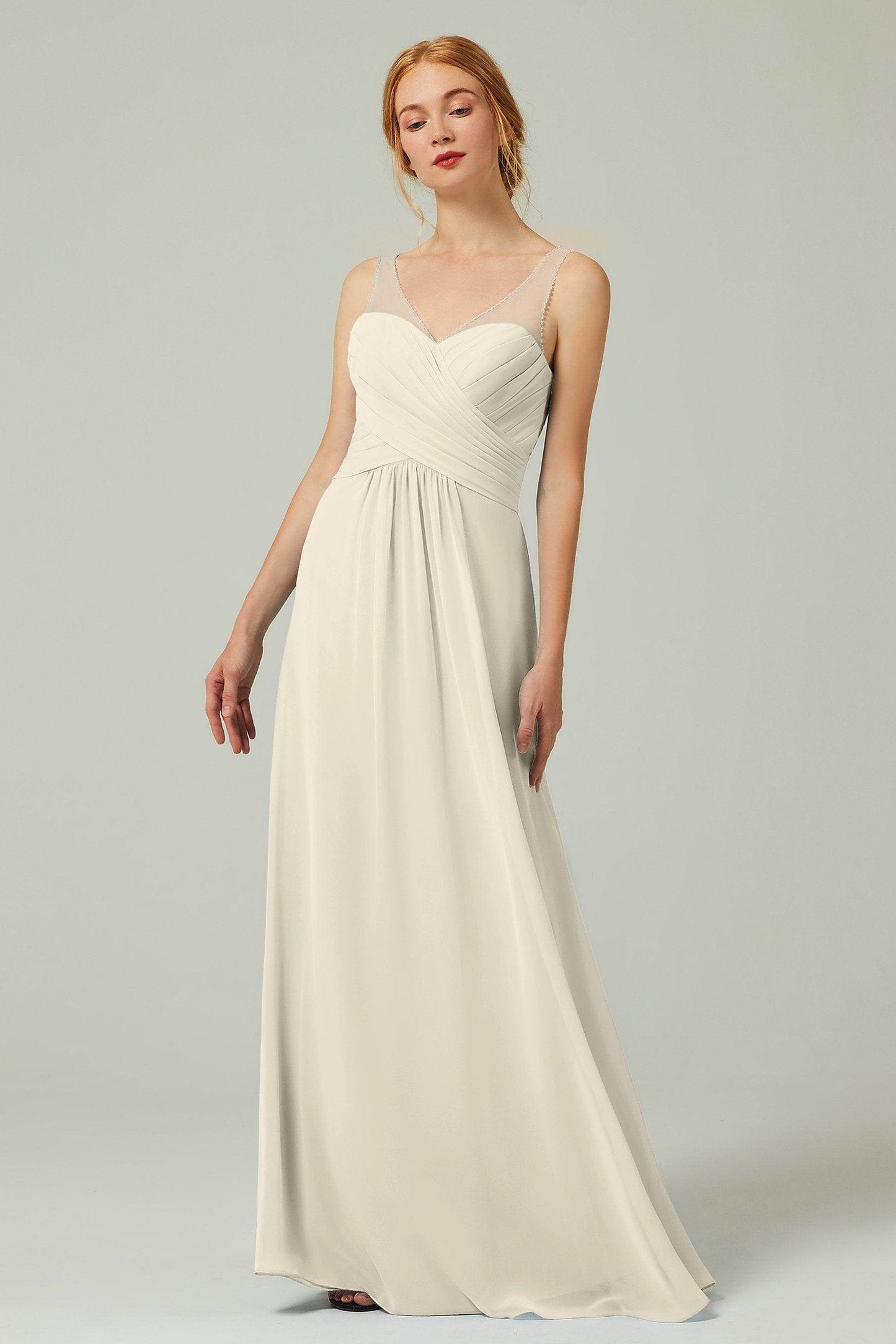 A-Line Floor Length Chiffon Bridesmaid Dress CB0331 - COCOMELODY