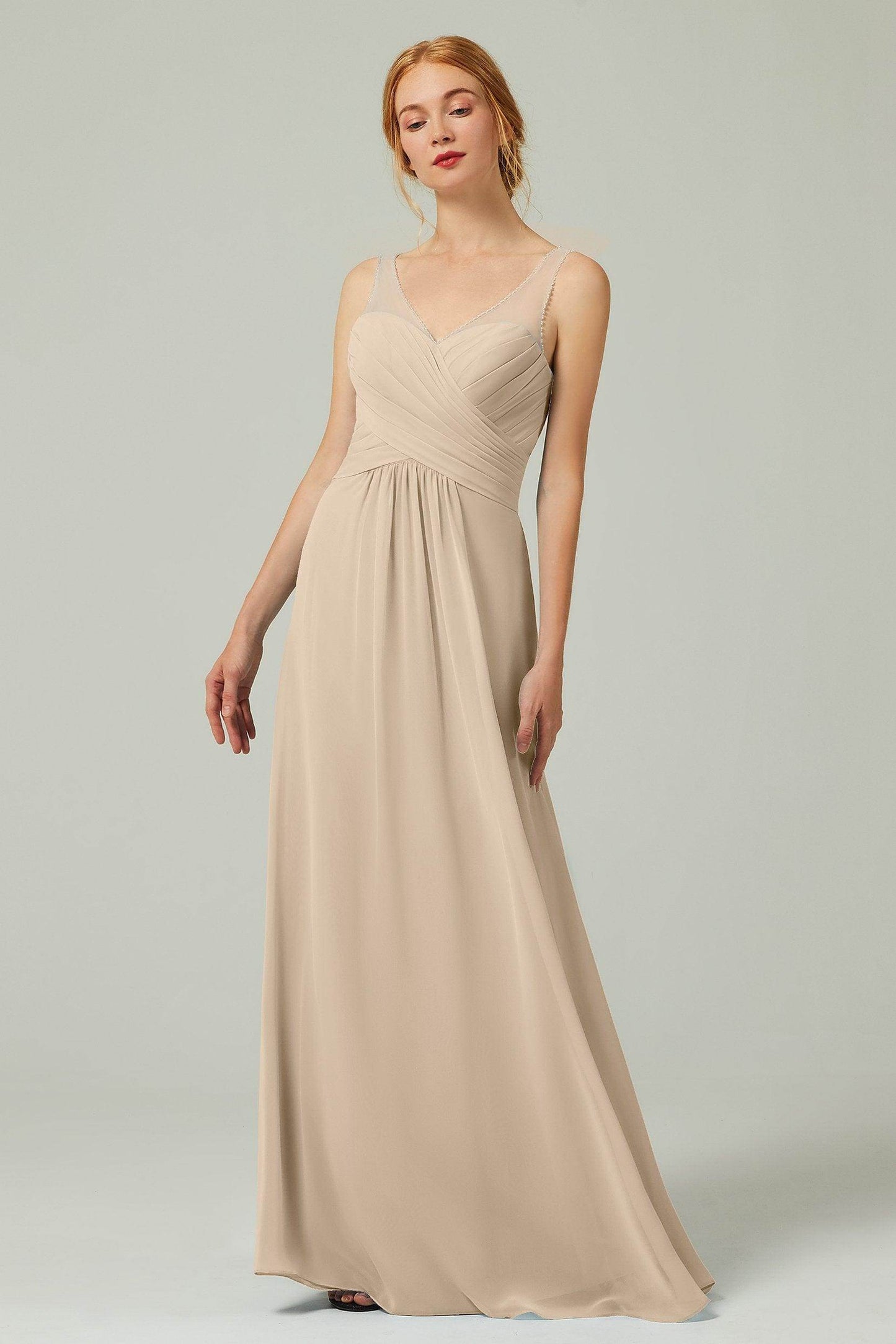 A-Line Floor Length Chiffon Bridesmaid Dress CB0331 - COCOMELODY