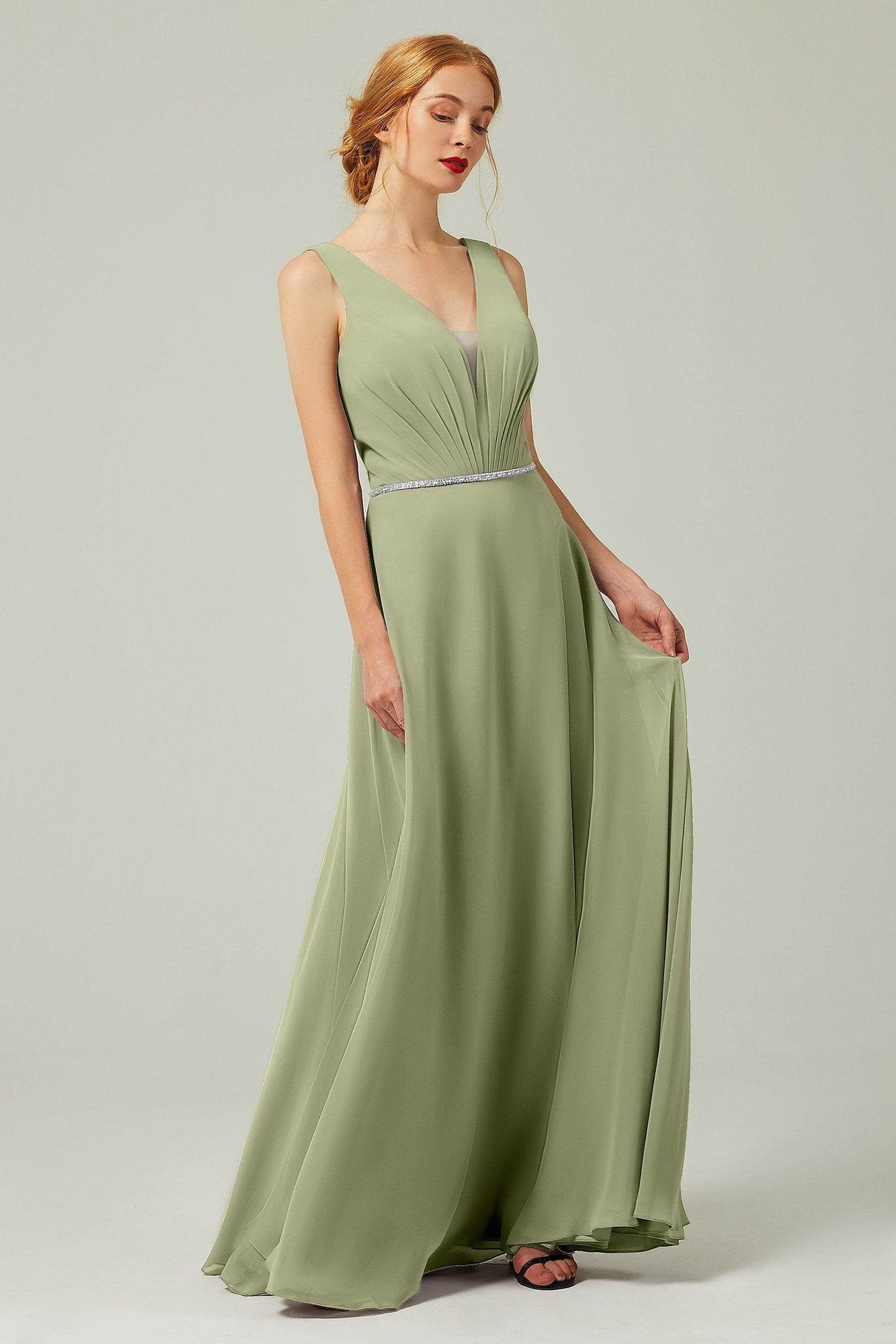 A-Line Floor Length Chiffon Bridesmaid Dress CB0332 - COCOMELODY