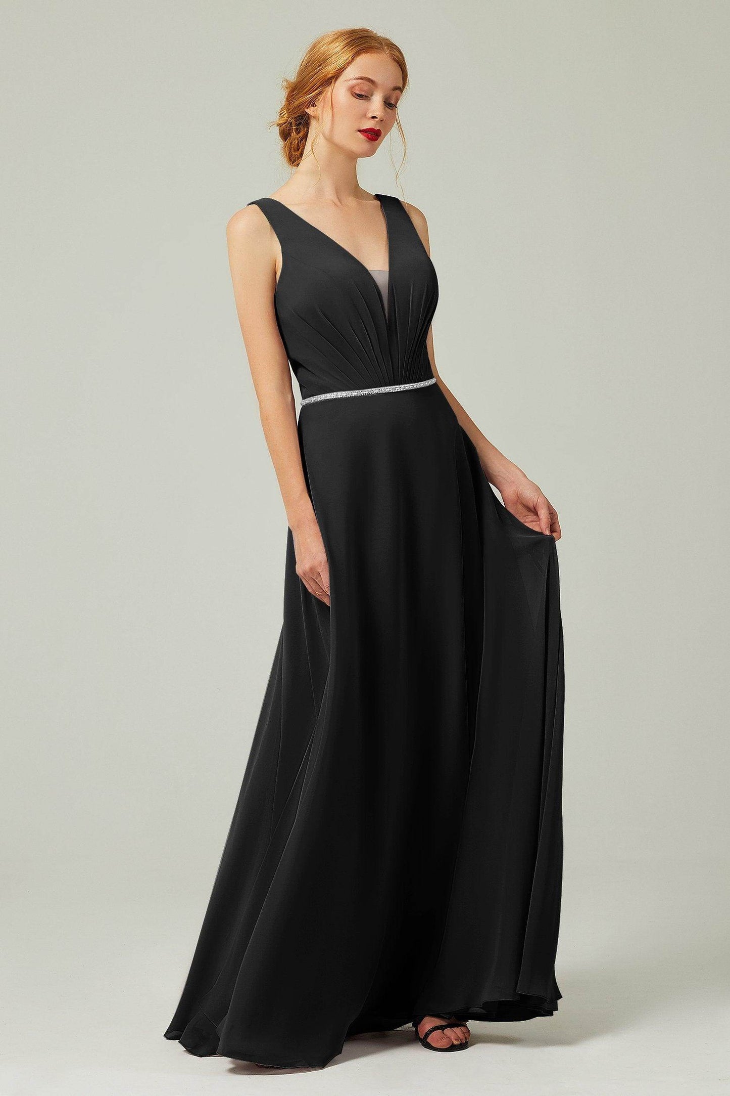 A-Line Floor Length Chiffon Bridesmaid Dress CB0332 - COCOMELODY