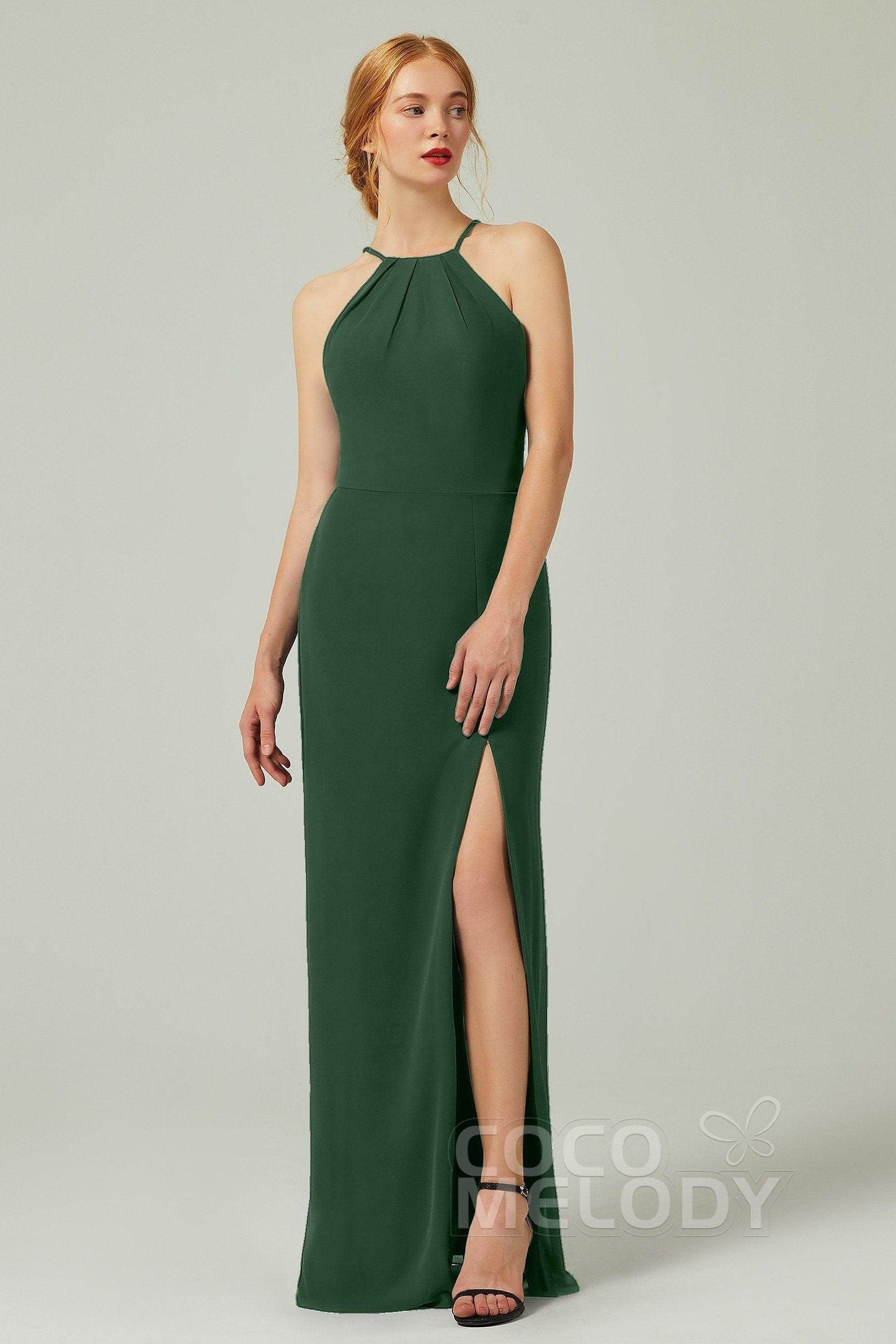 Sheath-Column Floor Length Chiffon Bridesmaid Dress Formal Dresses CB0337 - COCOMELODY