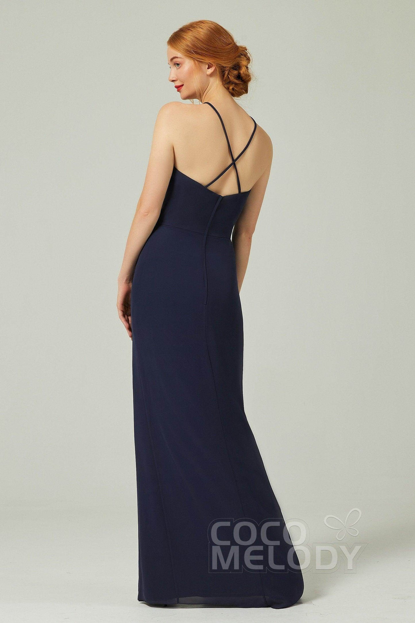 Sheath-Column Floor Length Chiffon Bridesmaid Dress Formal Dresses CB0337 - COCOMELODY