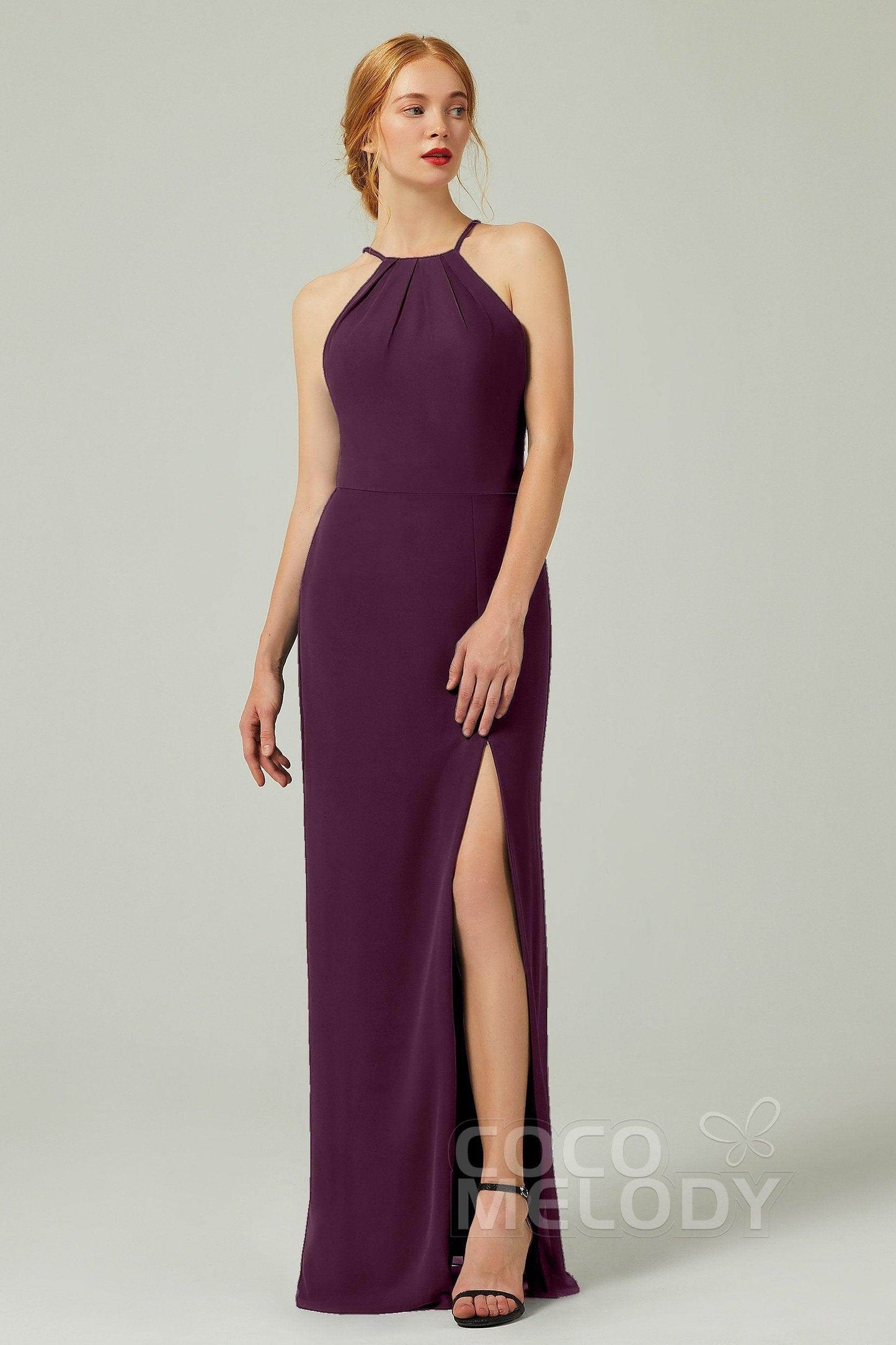 Sheath-Column Floor Length Chiffon Bridesmaid Dress Formal Dresses CB0337 - COCOMELODY
