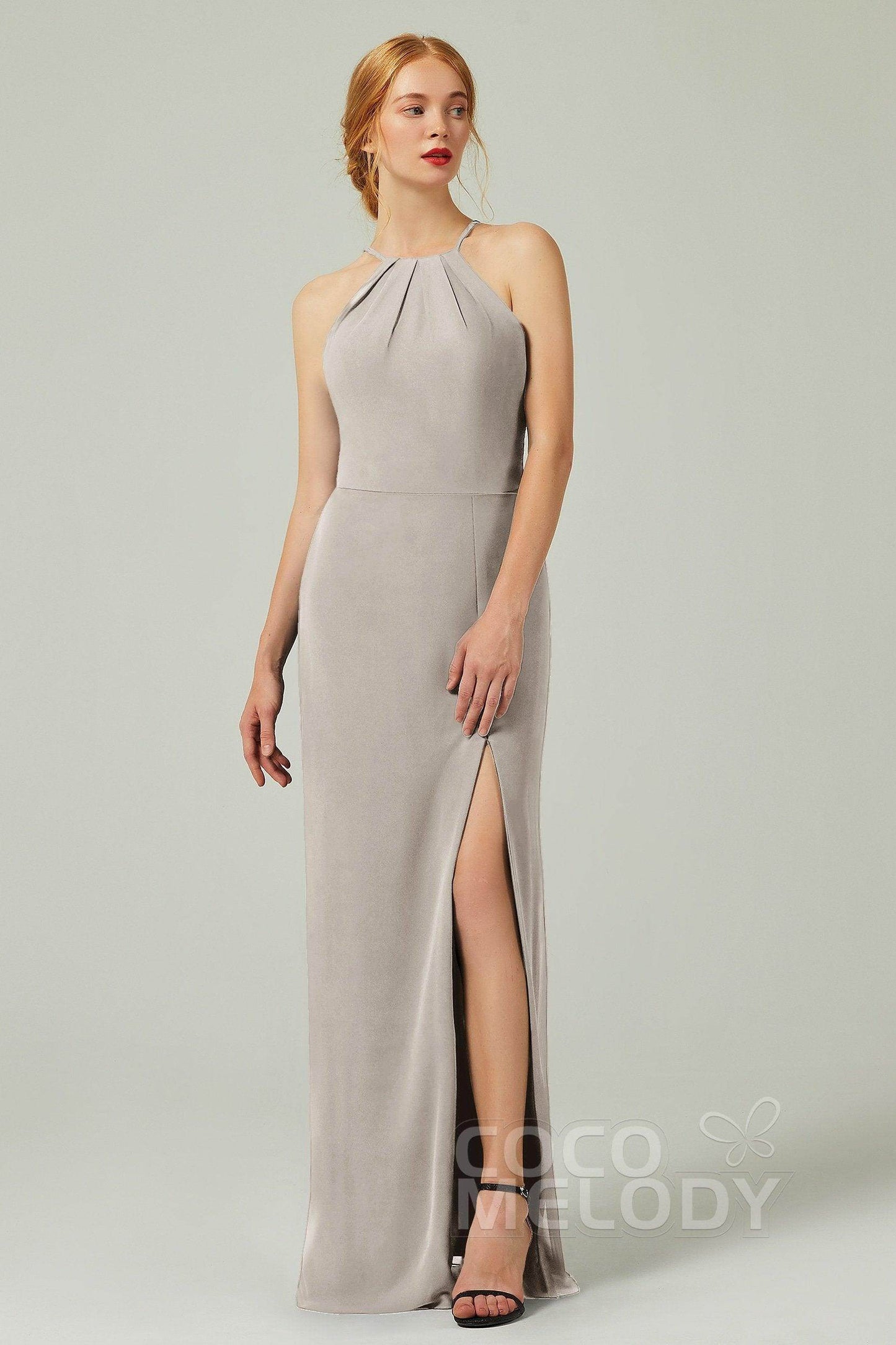 Sheath-Column Floor Length Chiffon Bridesmaid Dress Formal Dresses CB0337 - COCOMELODY