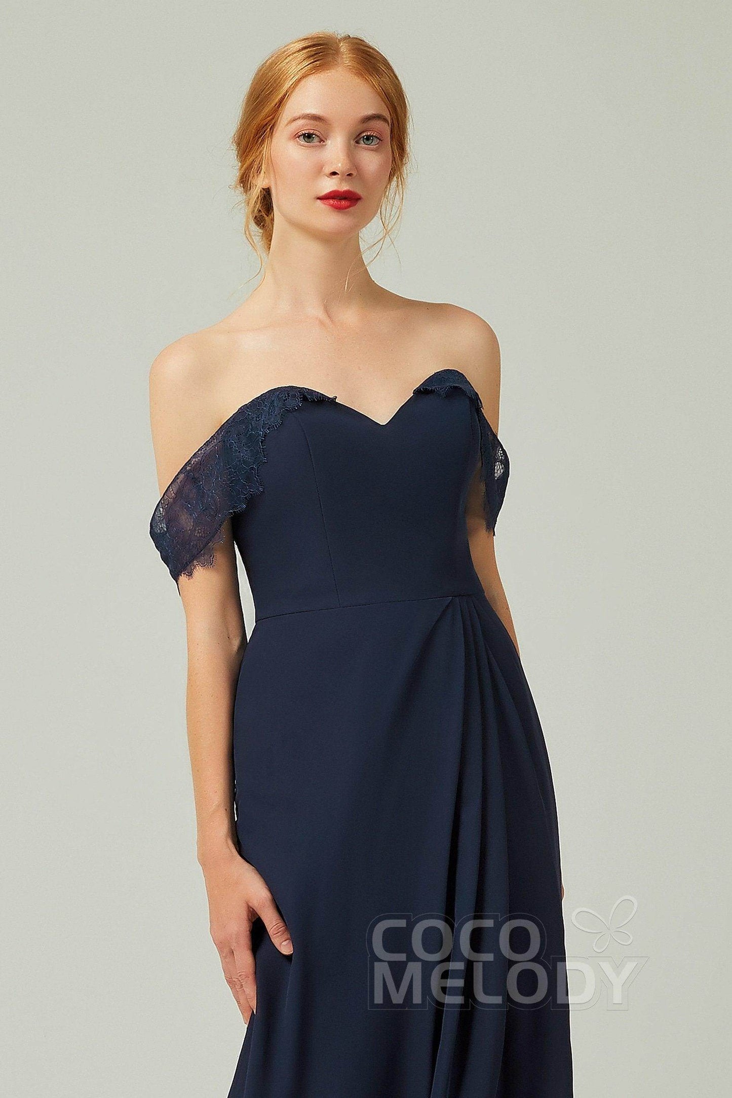 Sheath-Column Floor Length Chiffon Bridesmaid Dress Formal Dresses CB0338 - COCOMELODY