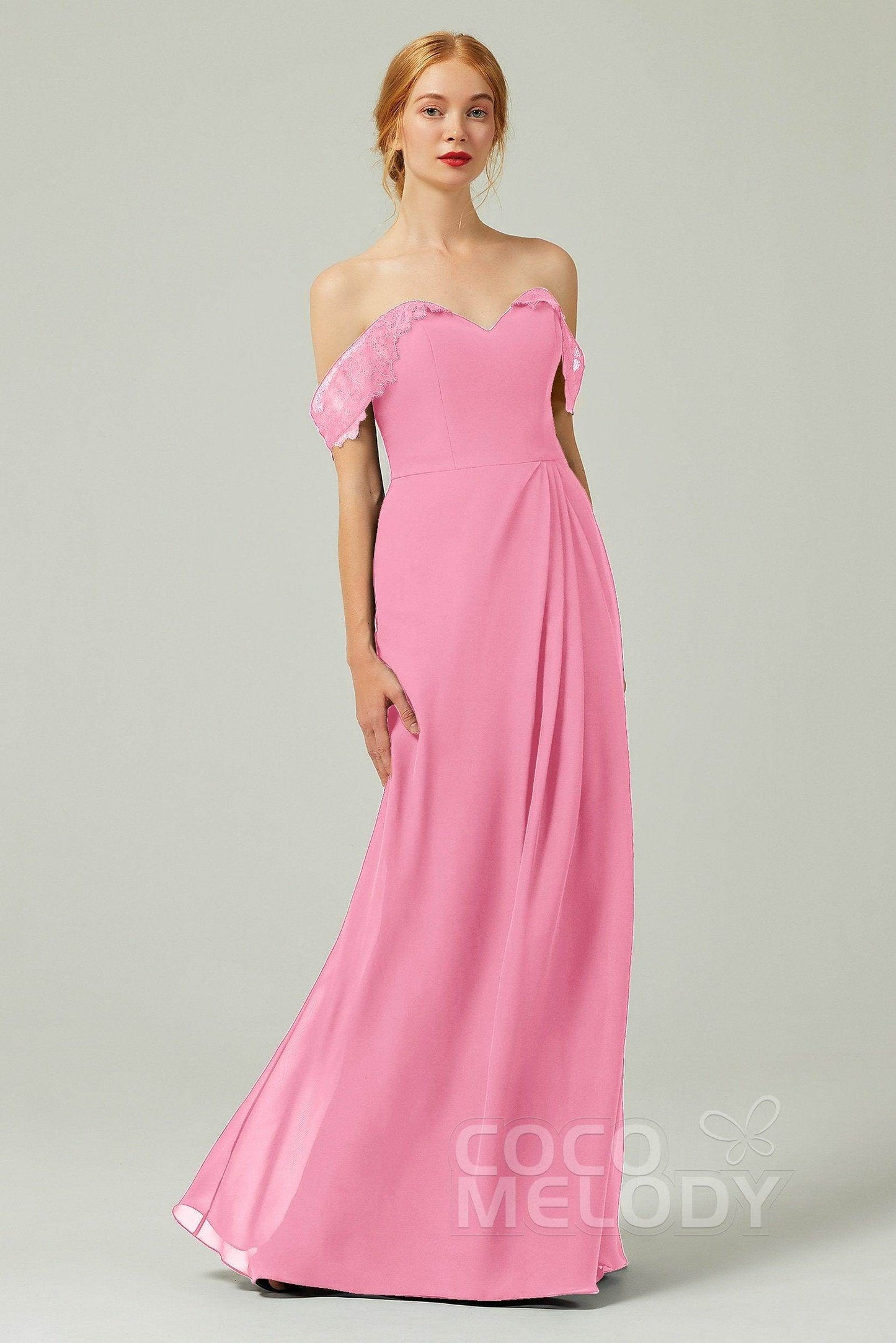 Sheath-Column Floor Length Chiffon Bridesmaid Dress Formal Dresses CB0338 - COCOMELODY