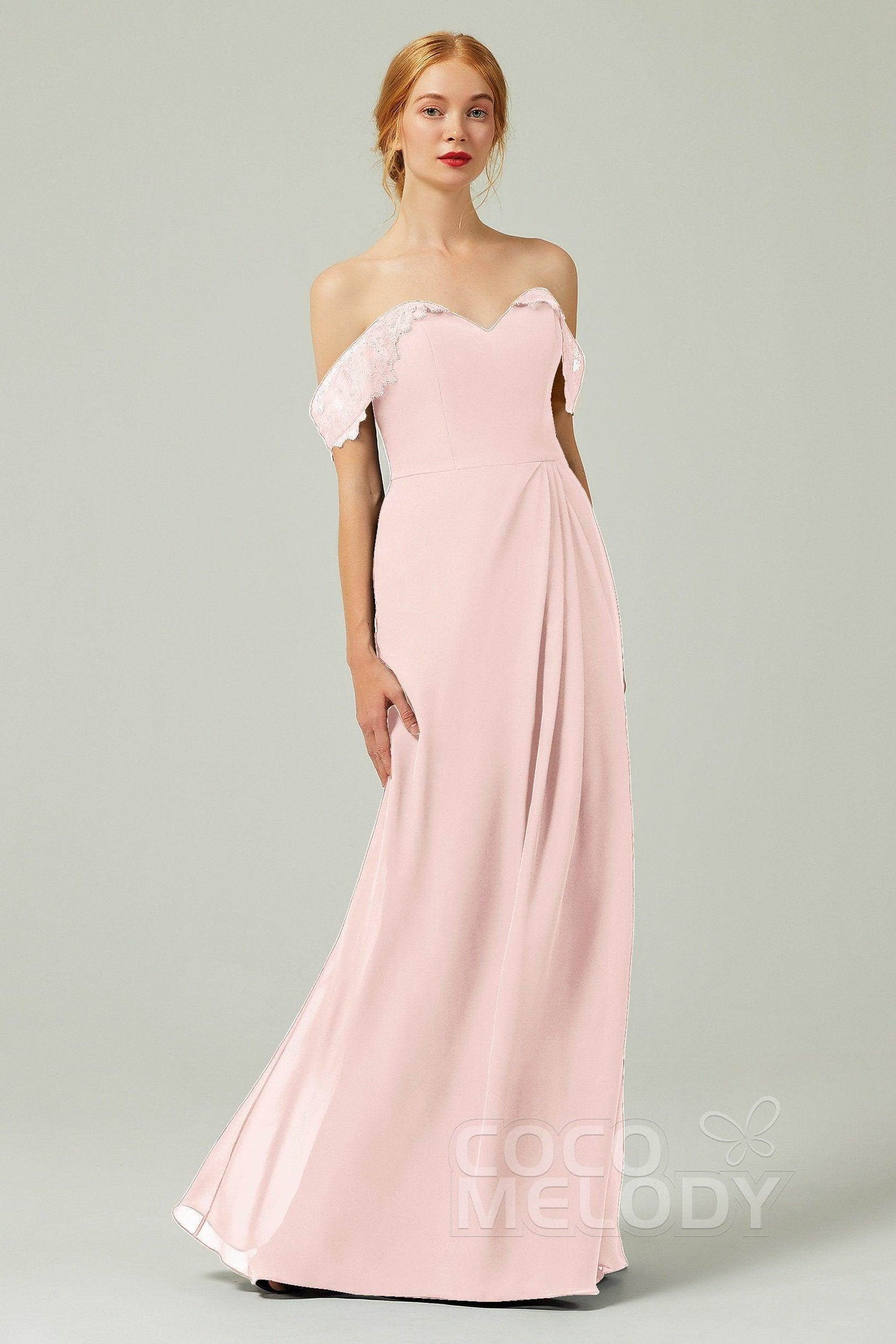 Sheath-Column Floor Length Chiffon Bridesmaid Dress Formal Dresses CB0338 - COCOMELODY