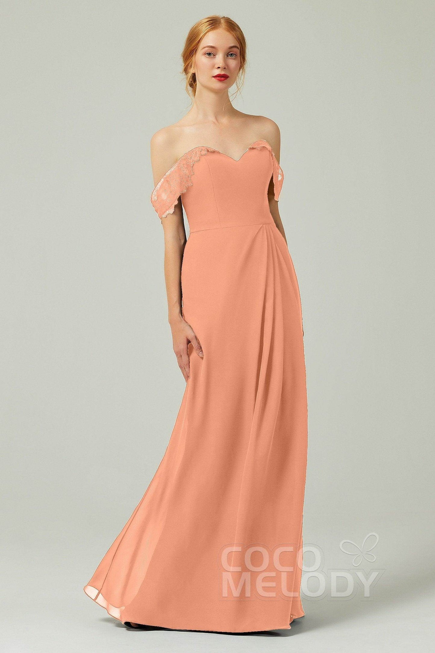 Sheath-Column Floor Length Chiffon Bridesmaid Dress Formal Dresses CB0338 - COCOMELODY