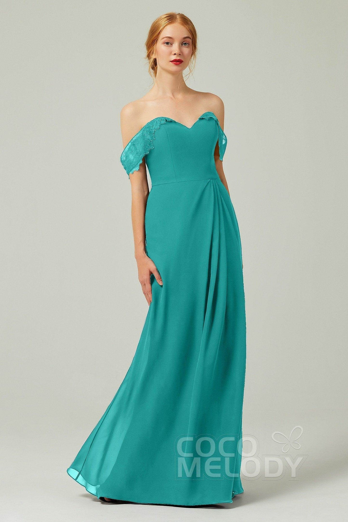 Sheath-Column Floor Length Chiffon Bridesmaid Dress Formal Dresses CB0338 - COCOMELODY