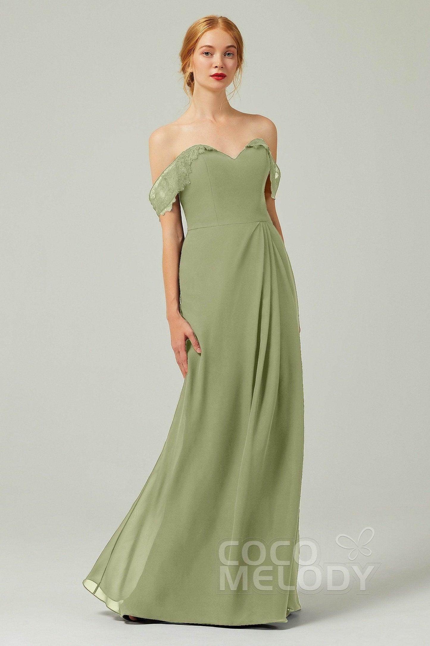 Sheath-Column Floor Length Chiffon Bridesmaid Dress Formal Dresses CB0338 - COCOMELODY