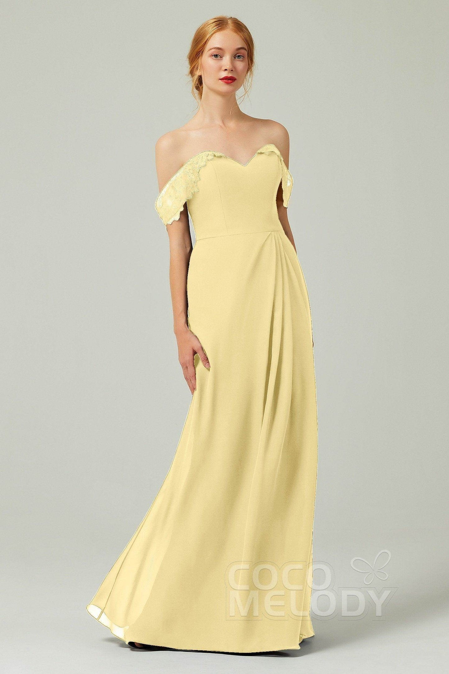 Sheath-Column Floor Length Chiffon Bridesmaid Dress Formal Dresses CB0338 - COCOMELODY