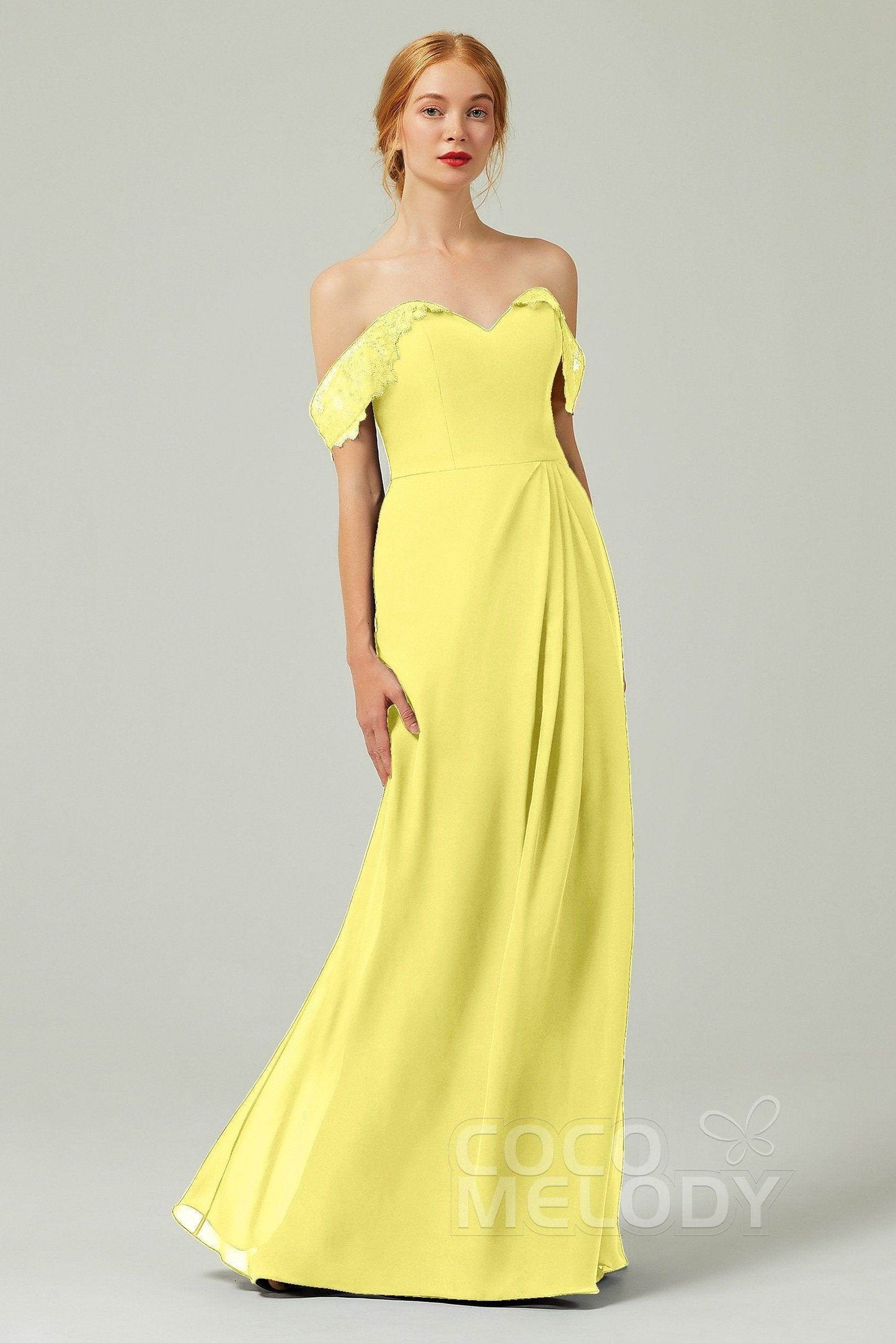 Sheath-Column Floor Length Chiffon Bridesmaid Dress Formal Dresses CB0338 - COCOMELODY