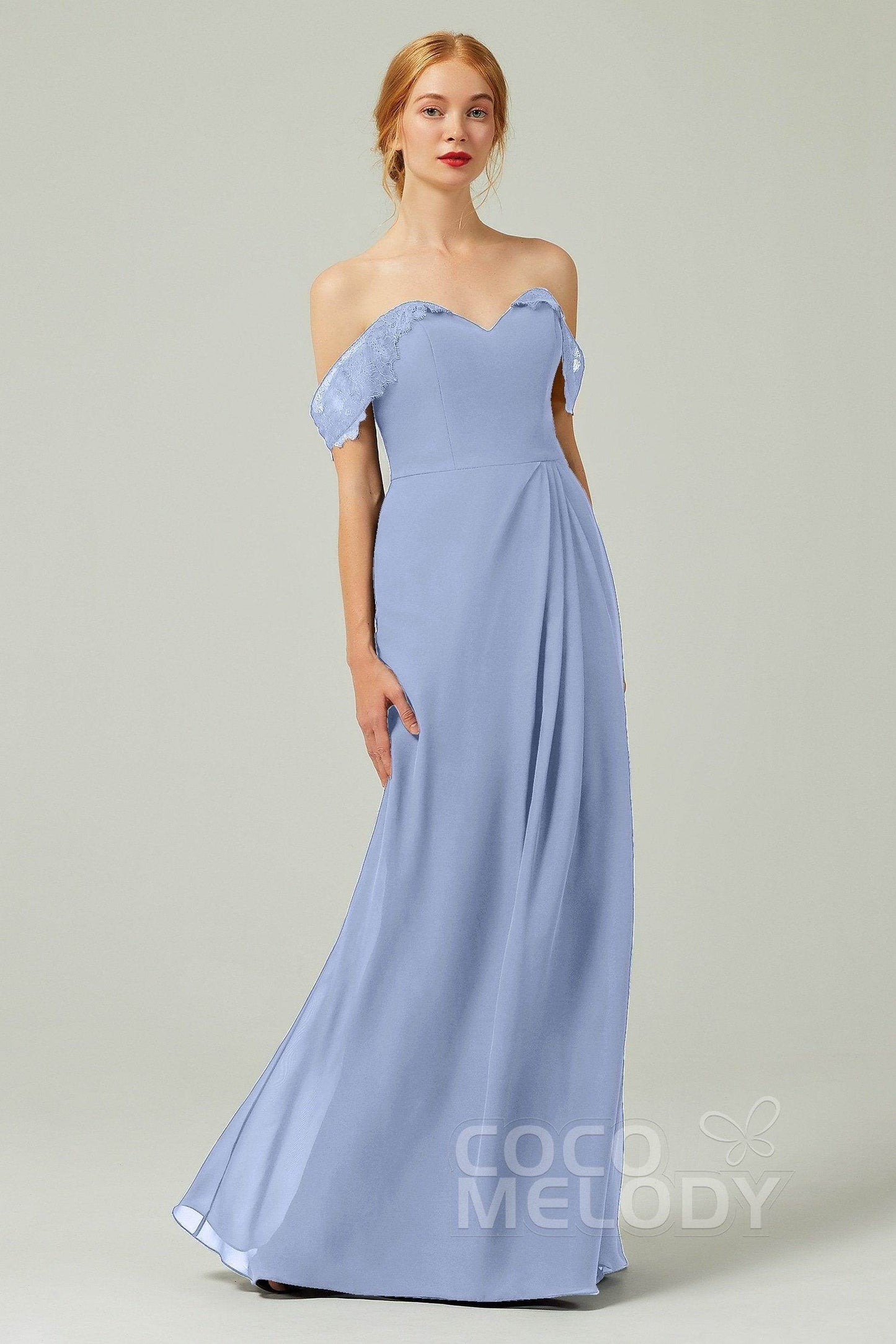 Sheath-Column Floor Length Chiffon Bridesmaid Dress Formal Dresses CB0338 - COCOMELODY