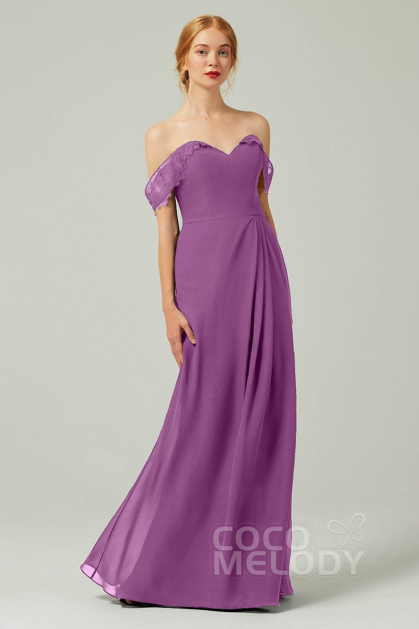 Sheath-Column Floor Length Chiffon Bridesmaid Dress Formal Dresses CB0338 - COCOMELODY