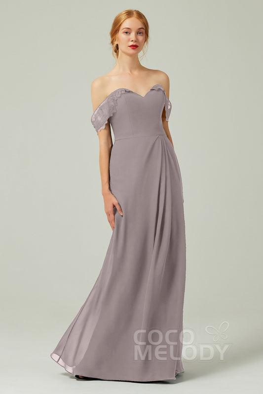 Sheath-Column Floor Length Chiffon Bridesmaid Dress Formal Dresses CB0338