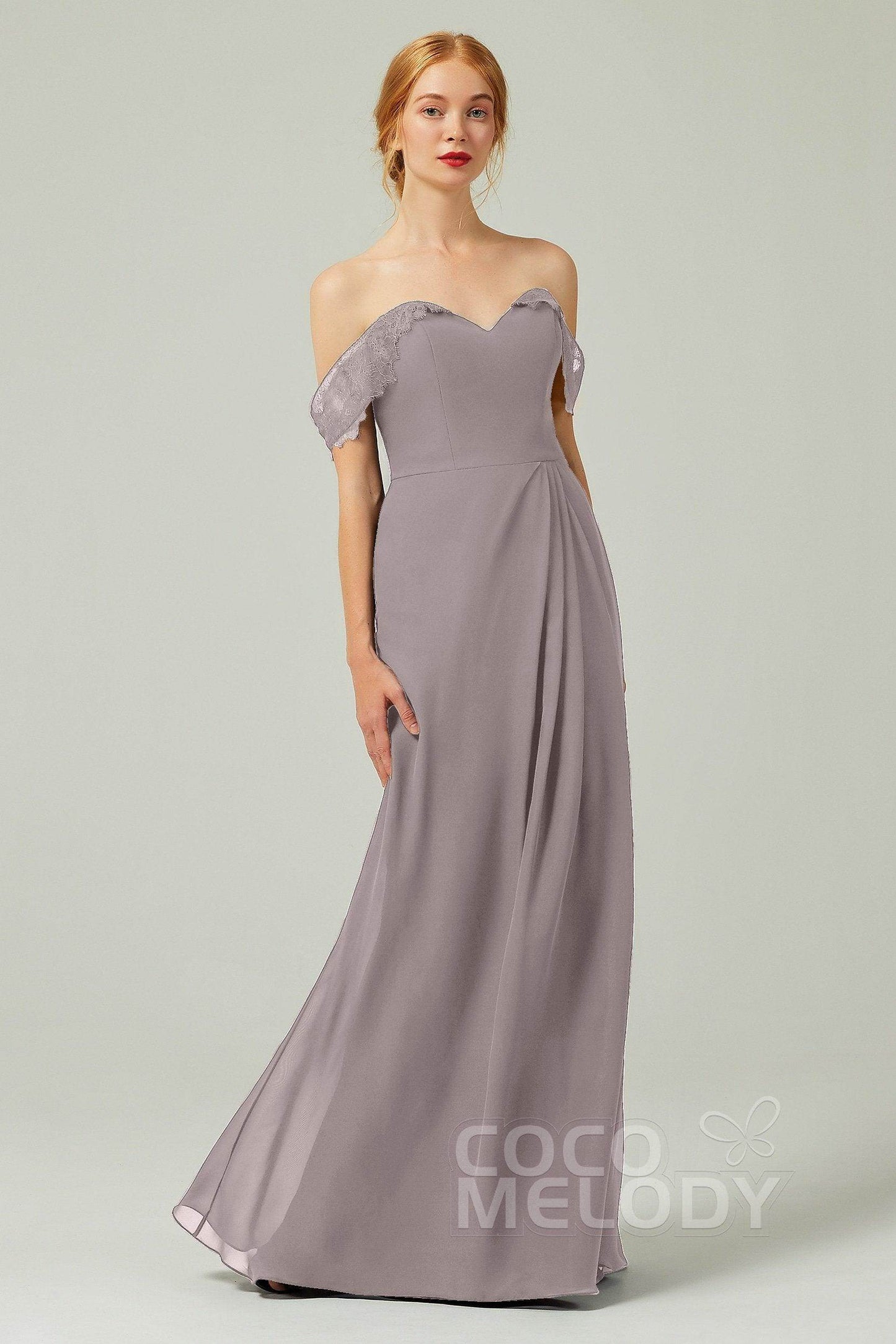 Sheath-Column Floor Length Chiffon Bridesmaid Dress Formal Dresses CB0338 - COCOMELODY