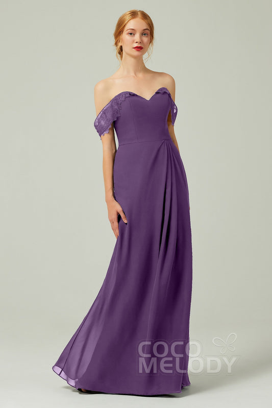 Sheath-Column Floor Length Chiffon Bridesmaid Dress Formal Dresses CB0338