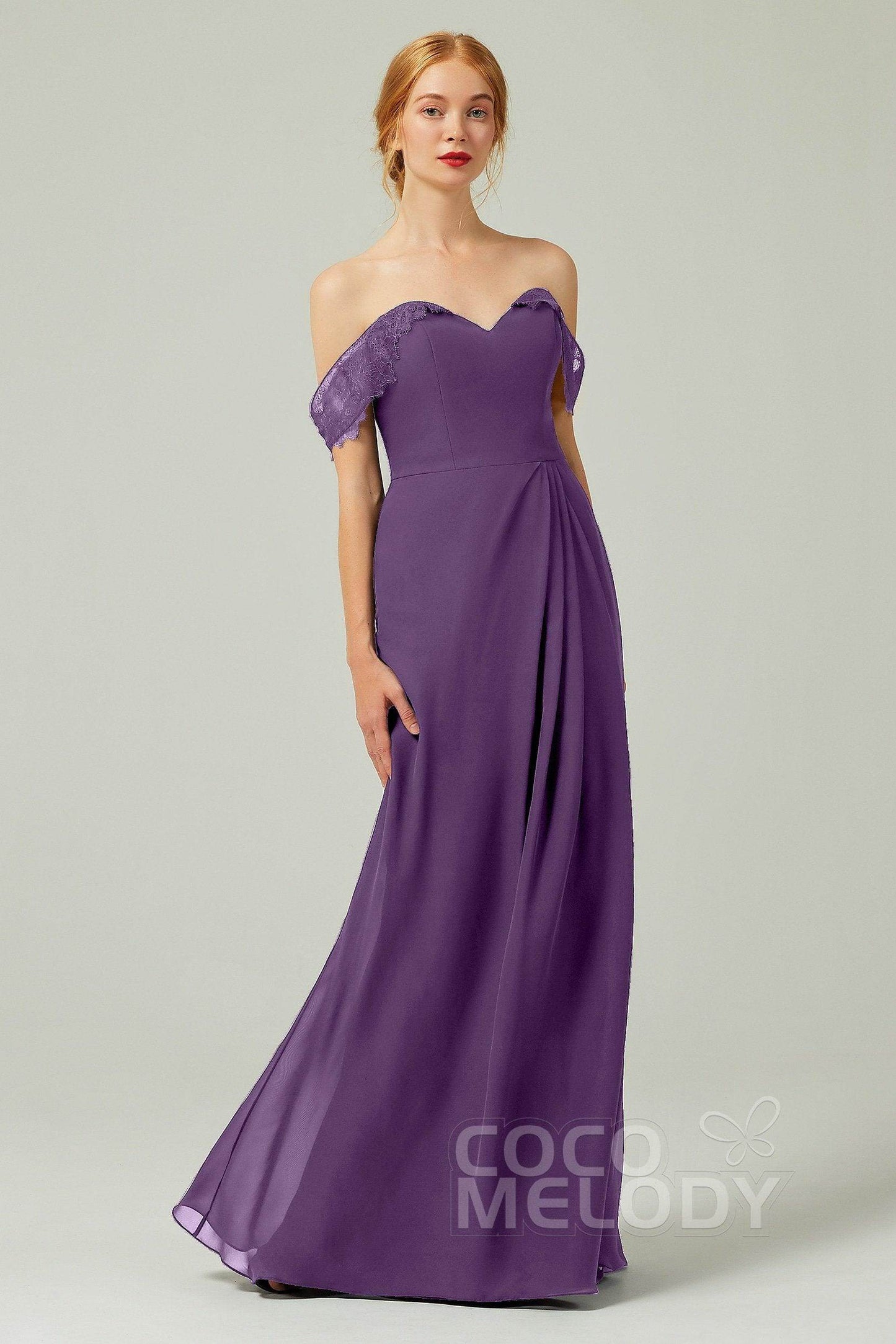 Sheath-Column Floor Length Chiffon Bridesmaid Dress Formal Dresses CB0338 - COCOMELODY