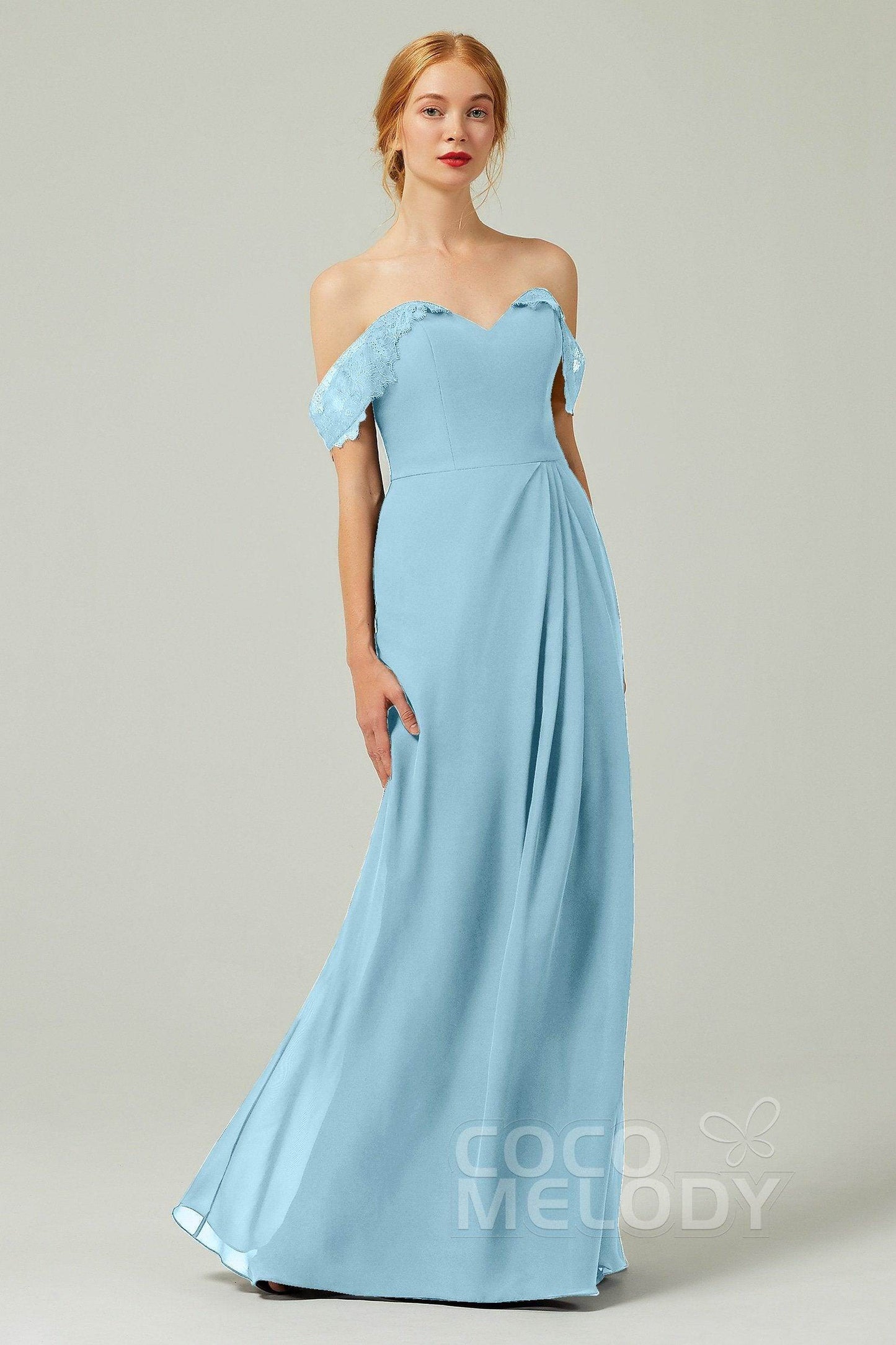 Sheath-Column Floor Length Chiffon Bridesmaid Dress Formal Dresses CB0338 - COCOMELODY
