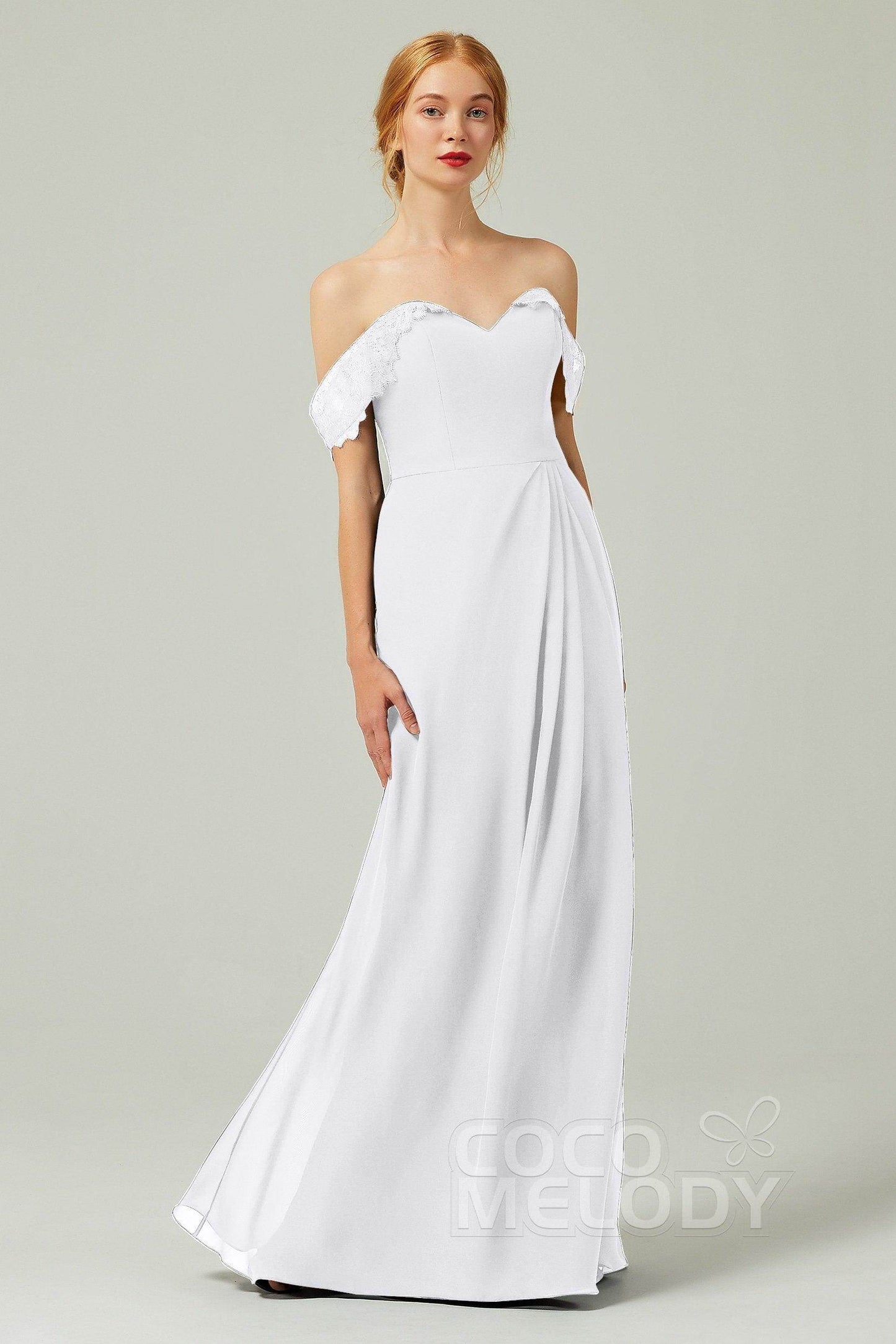 Sheath-Column Floor Length Chiffon Bridesmaid Dress Formal Dresses CB0338 - COCOMELODY