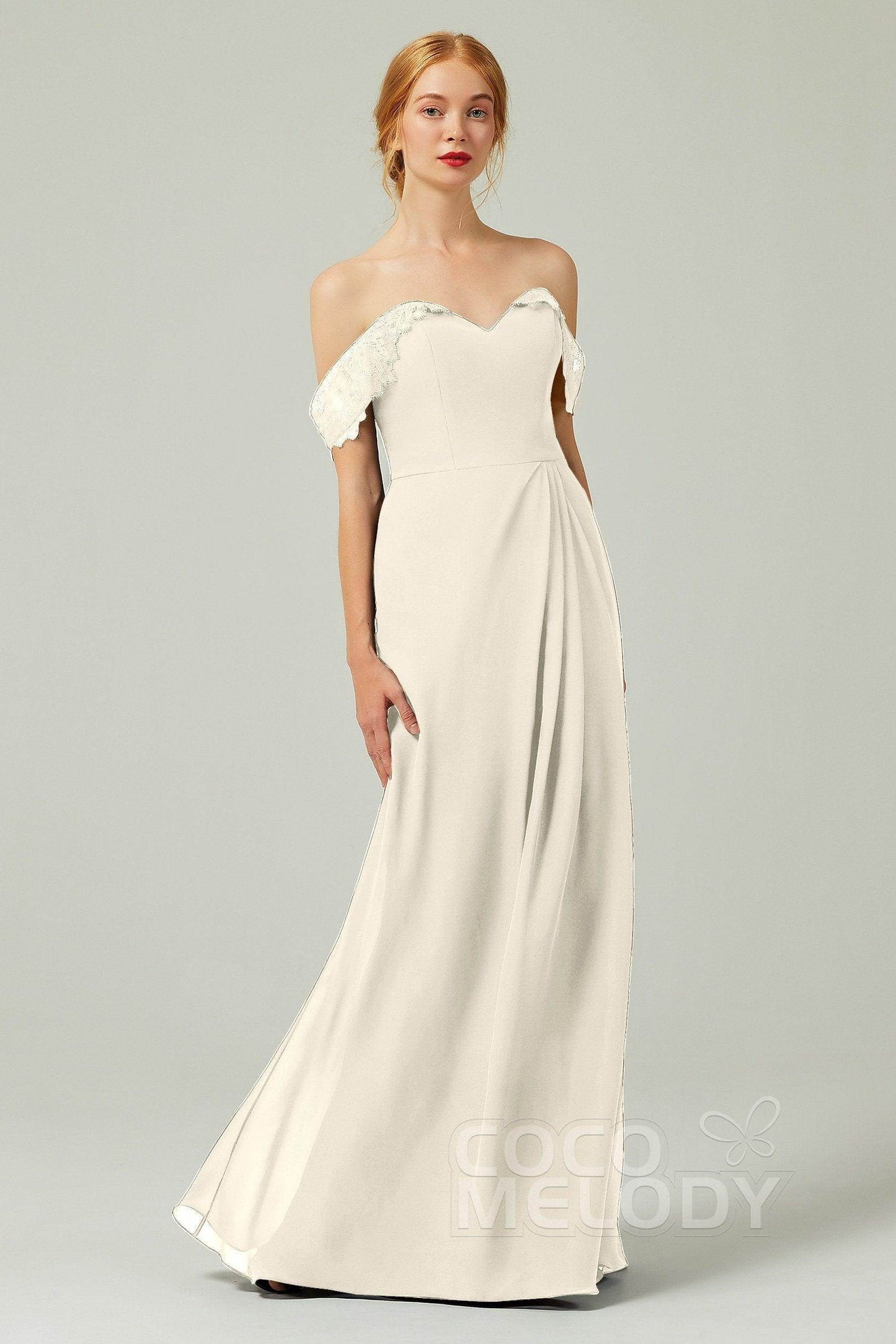 Sheath-Column Floor Length Chiffon Bridesmaid Dress Formal Dresses CB0338 - COCOMELODY