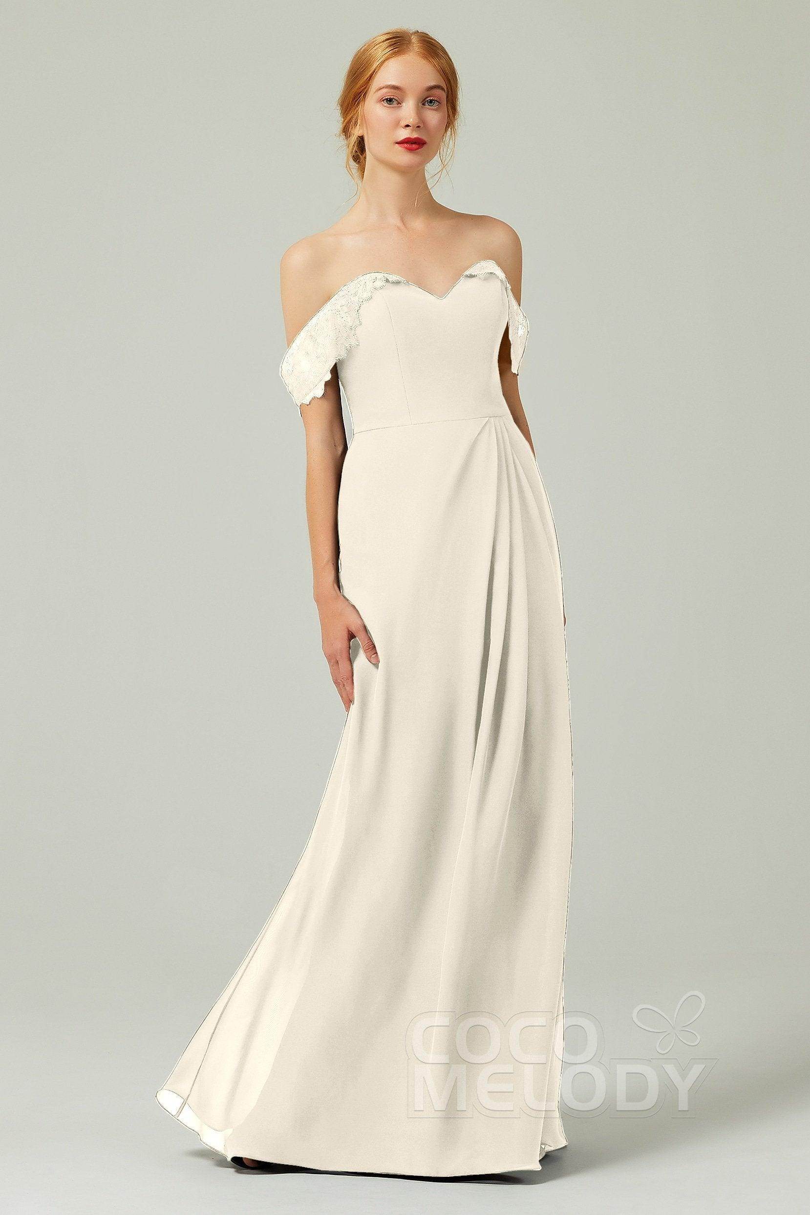 Sheath-Column Floor Length Chiffon Bridesmaid Dress Formal Dresses CB0338 - COCOMELODY