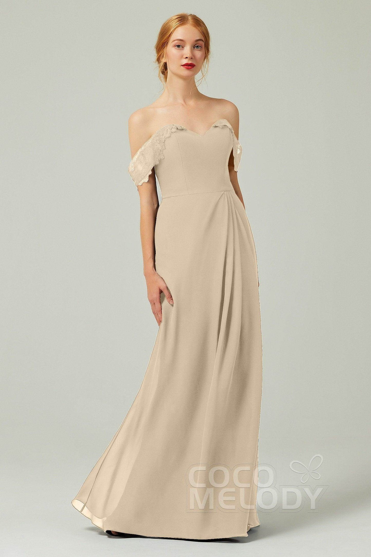 Sheath-Column Floor Length Chiffon Bridesmaid Dress Formal Dresses CB0338 - COCOMELODY
