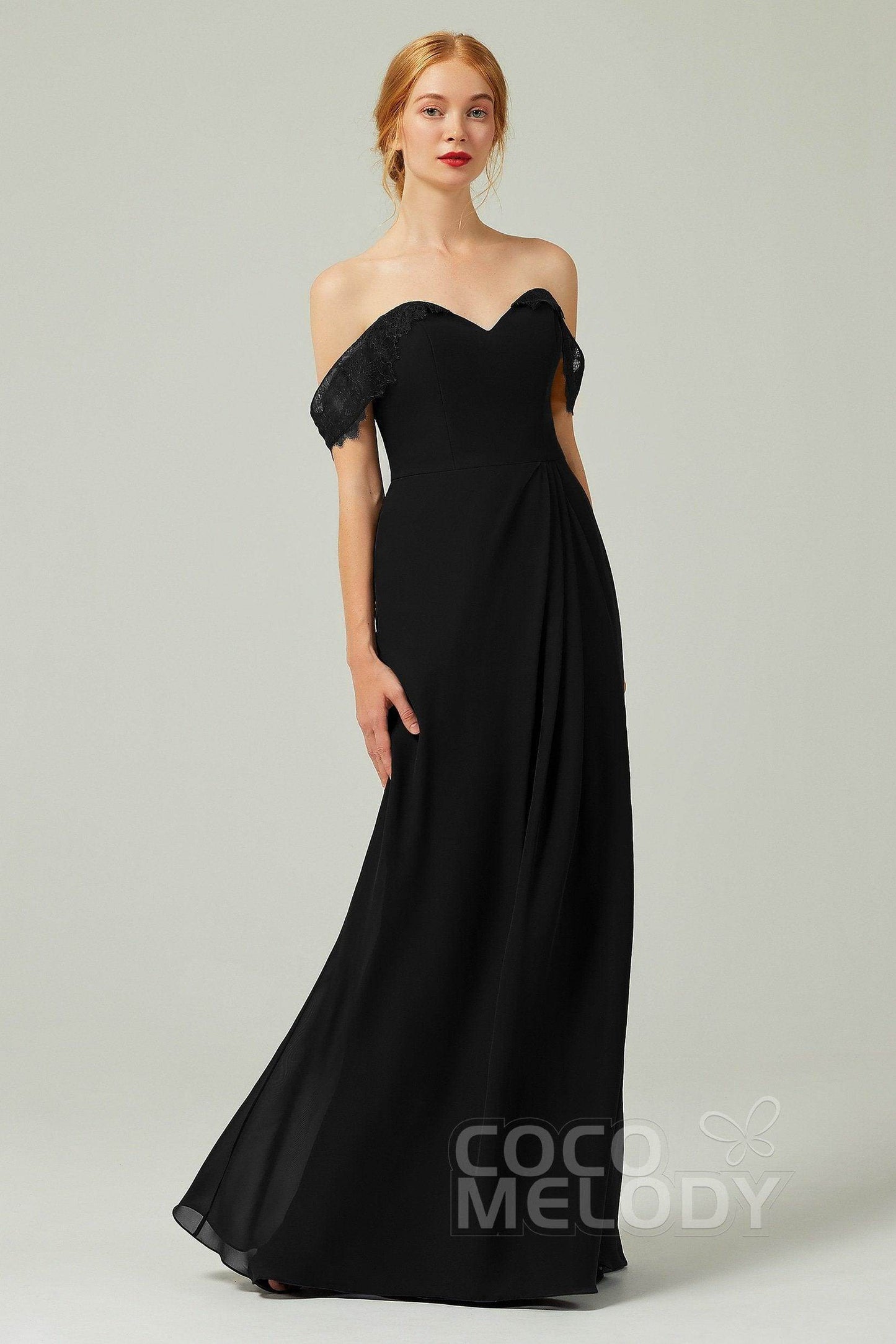 Sheath-Column Floor Length Chiffon Bridesmaid Dress Formal Dresses CB0338 - COCOMELODY