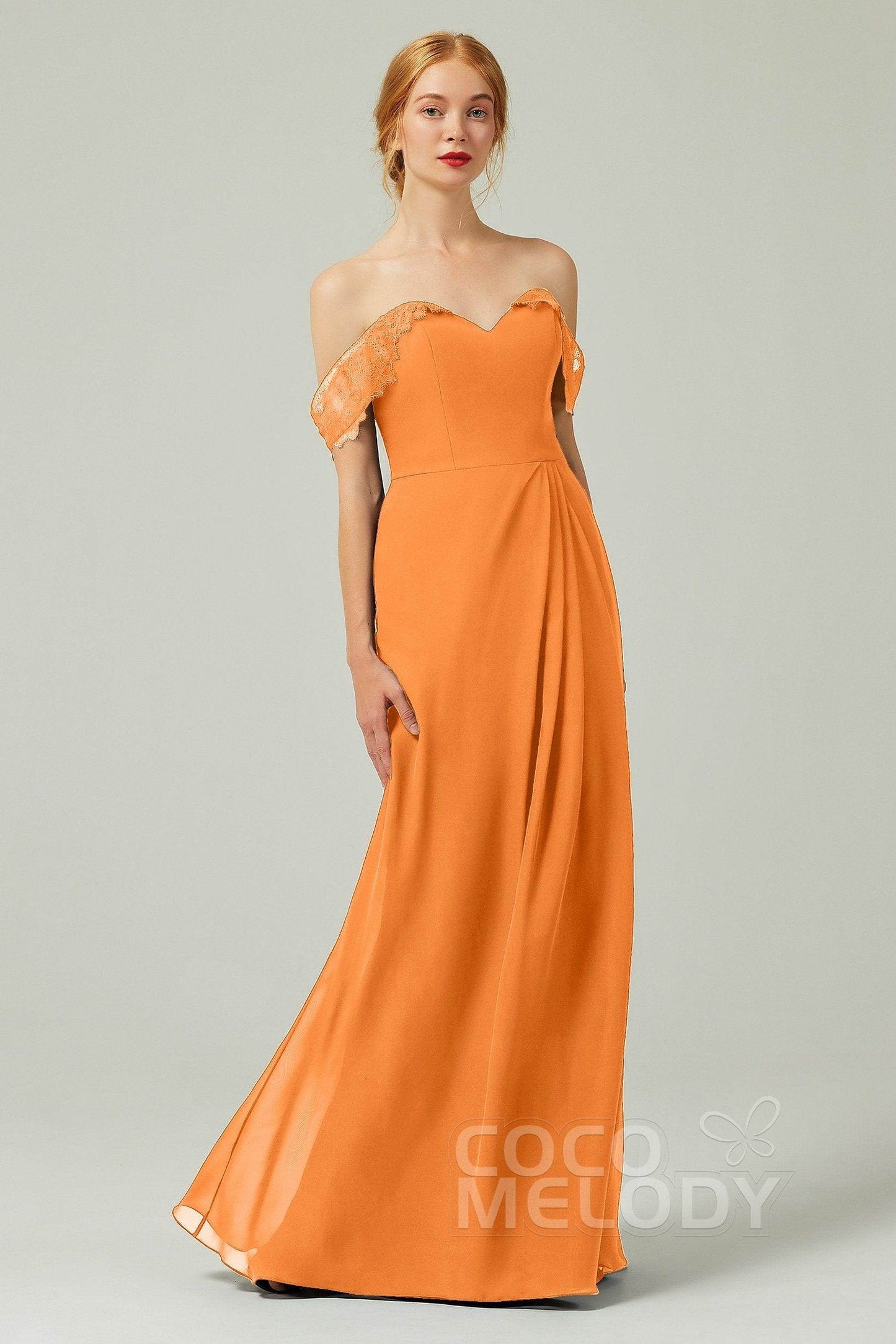 Sheath-Column Floor Length Chiffon Bridesmaid Dress Formal Dresses CB0338 - COCOMELODY