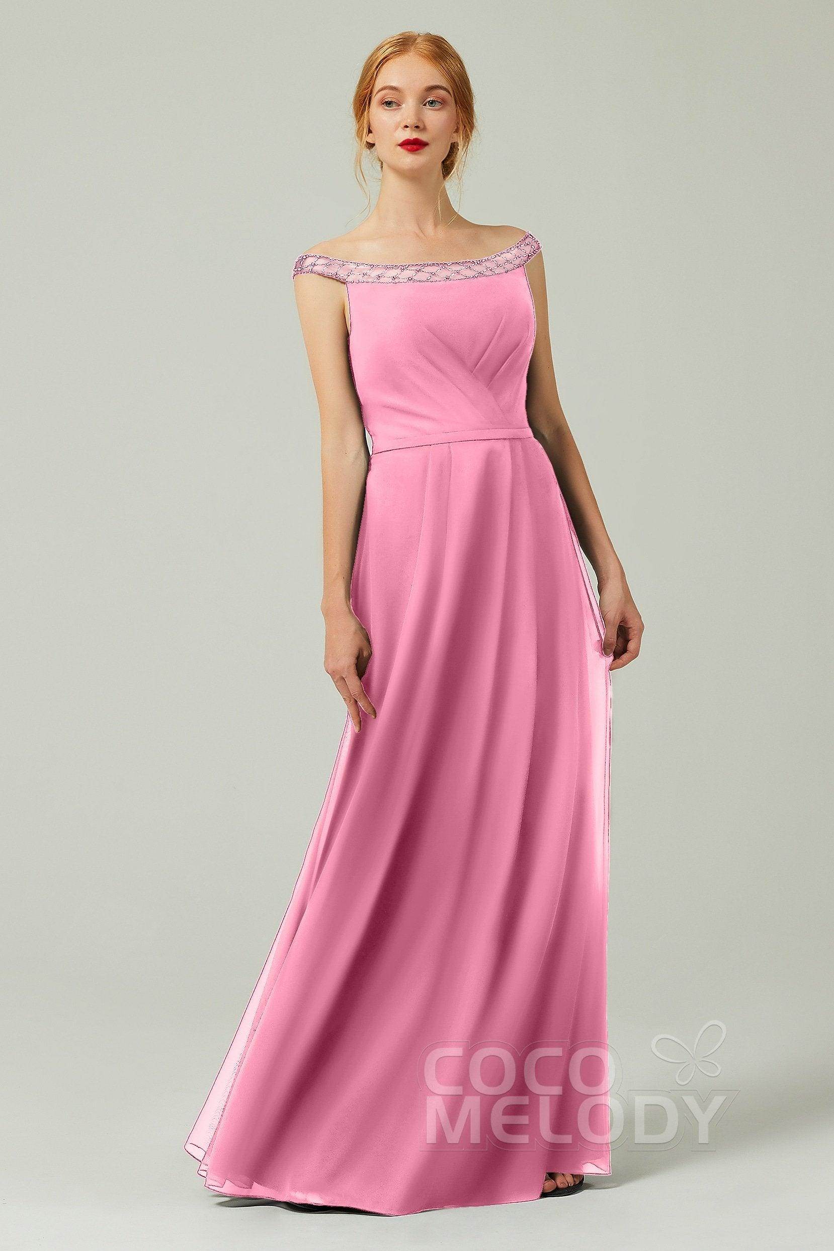 A-Line Floor Length Chiffon Bridesmaid Dress Formal Dresses CB0339 - COCOMELODY