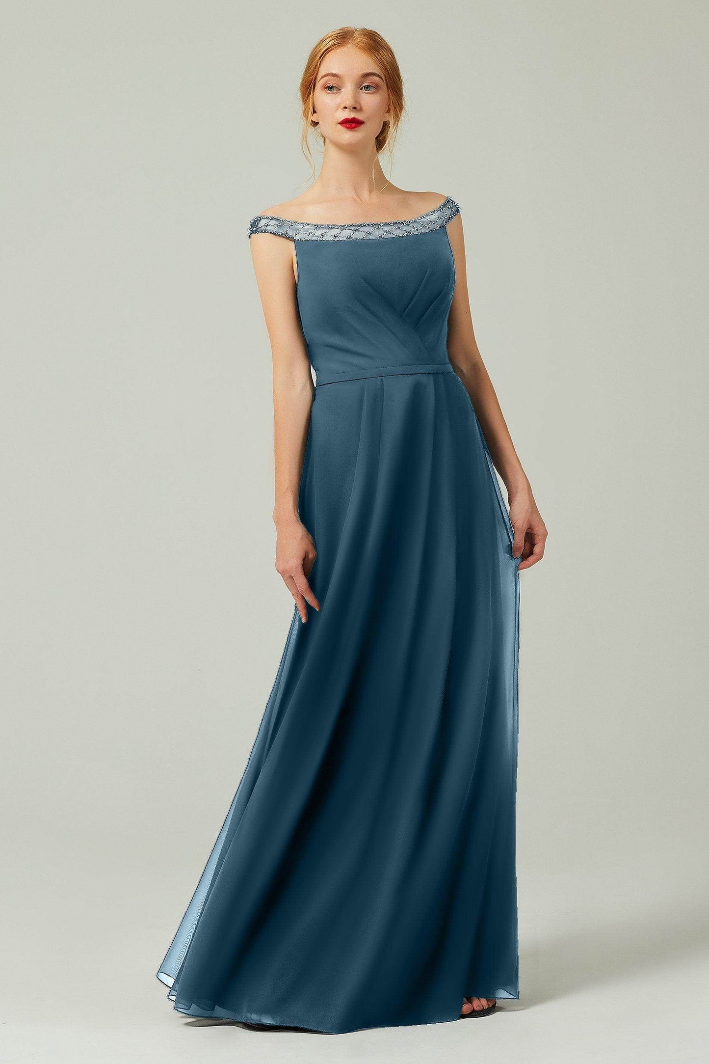 A-Line Floor Length Chiffon Bridesmaid Dress Formal Dresses CB0339 - COCOMELODY