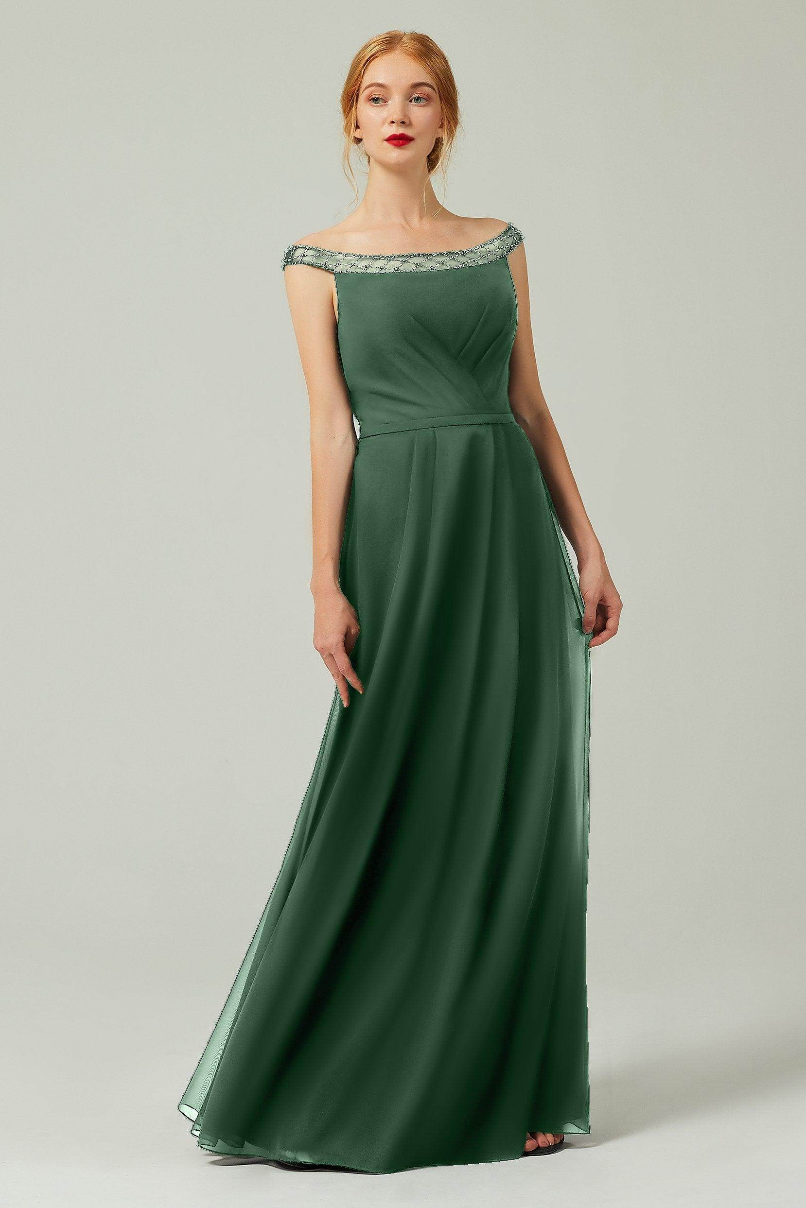A-Line Floor Length Chiffon Bridesmaid Dress Formal Dresses CB0339 - COCOMELODY