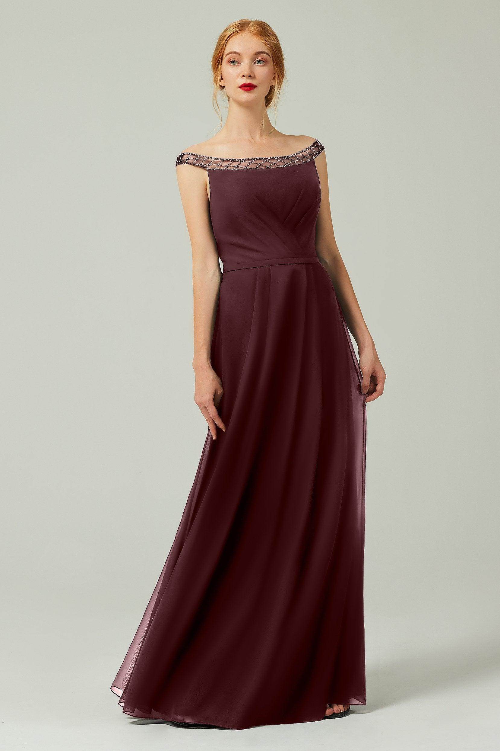 A-Line Floor Length Chiffon Bridesmaid Dress Formal Dresses CB0339 - COCOMELODY