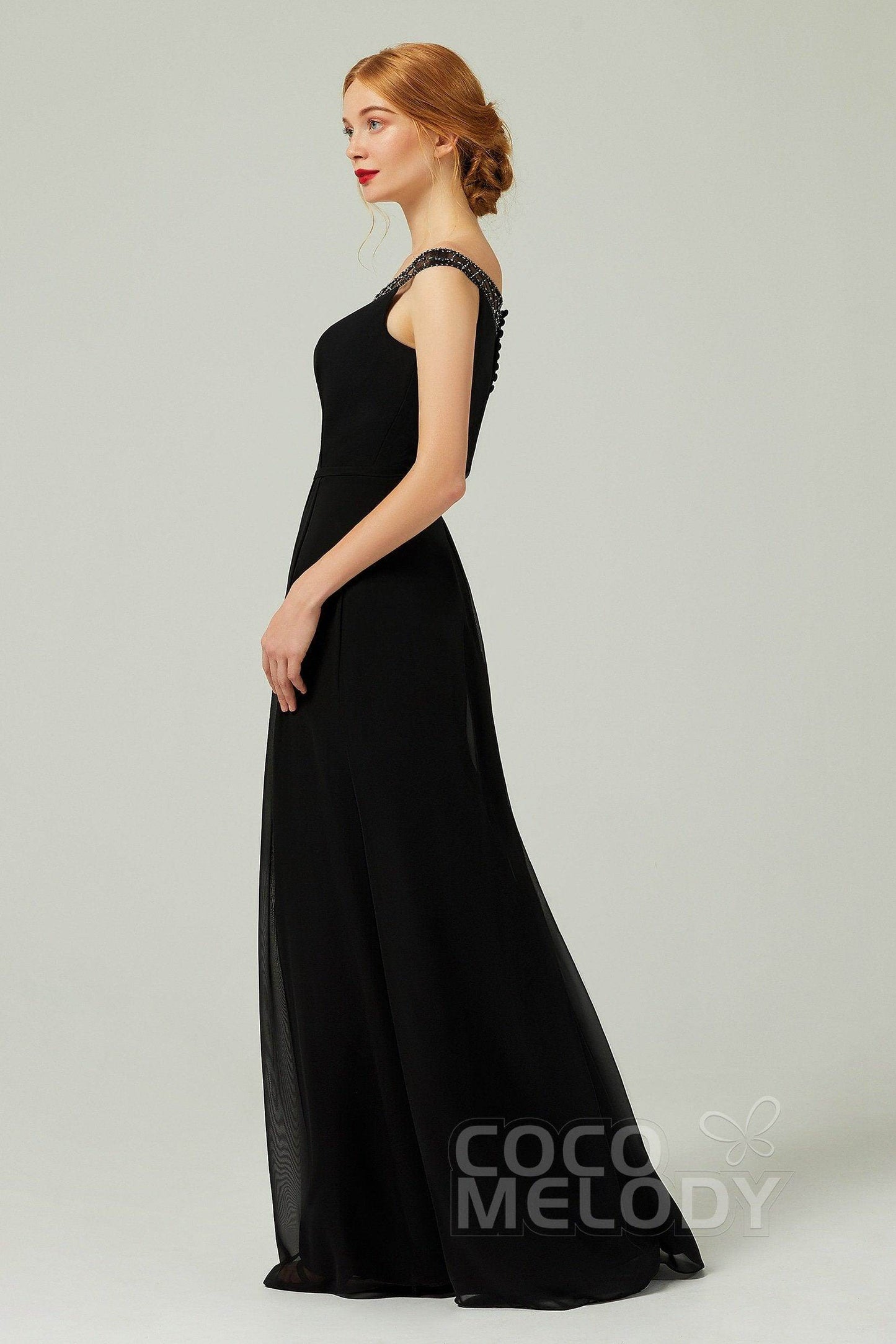 A-Line Floor Length Chiffon Bridesmaid Dress Formal Dresses CB0339 - COCOMELODY