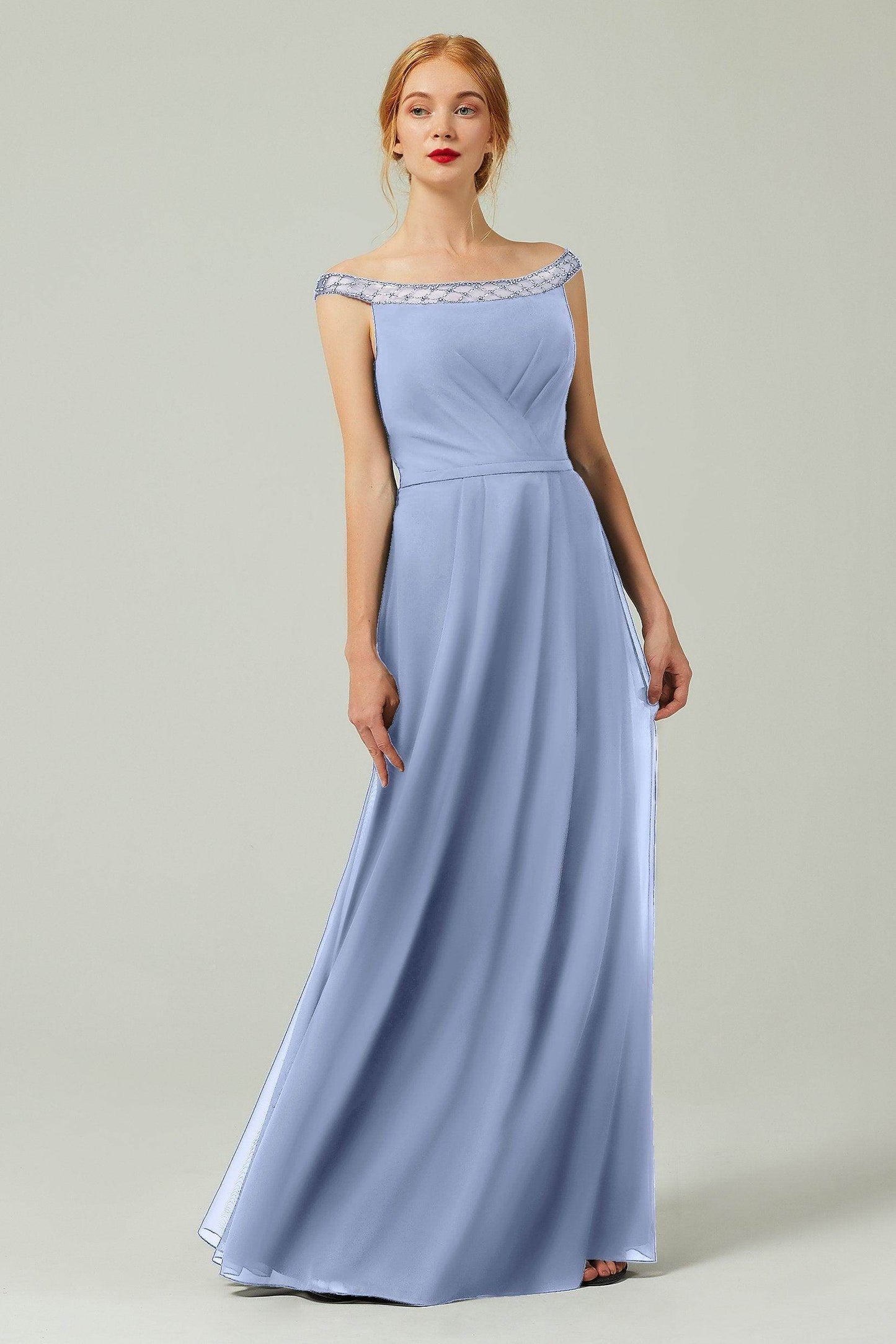 A-Line Floor Length Chiffon Bridesmaid Dress Formal Dresses CB0339 - COCOMELODY