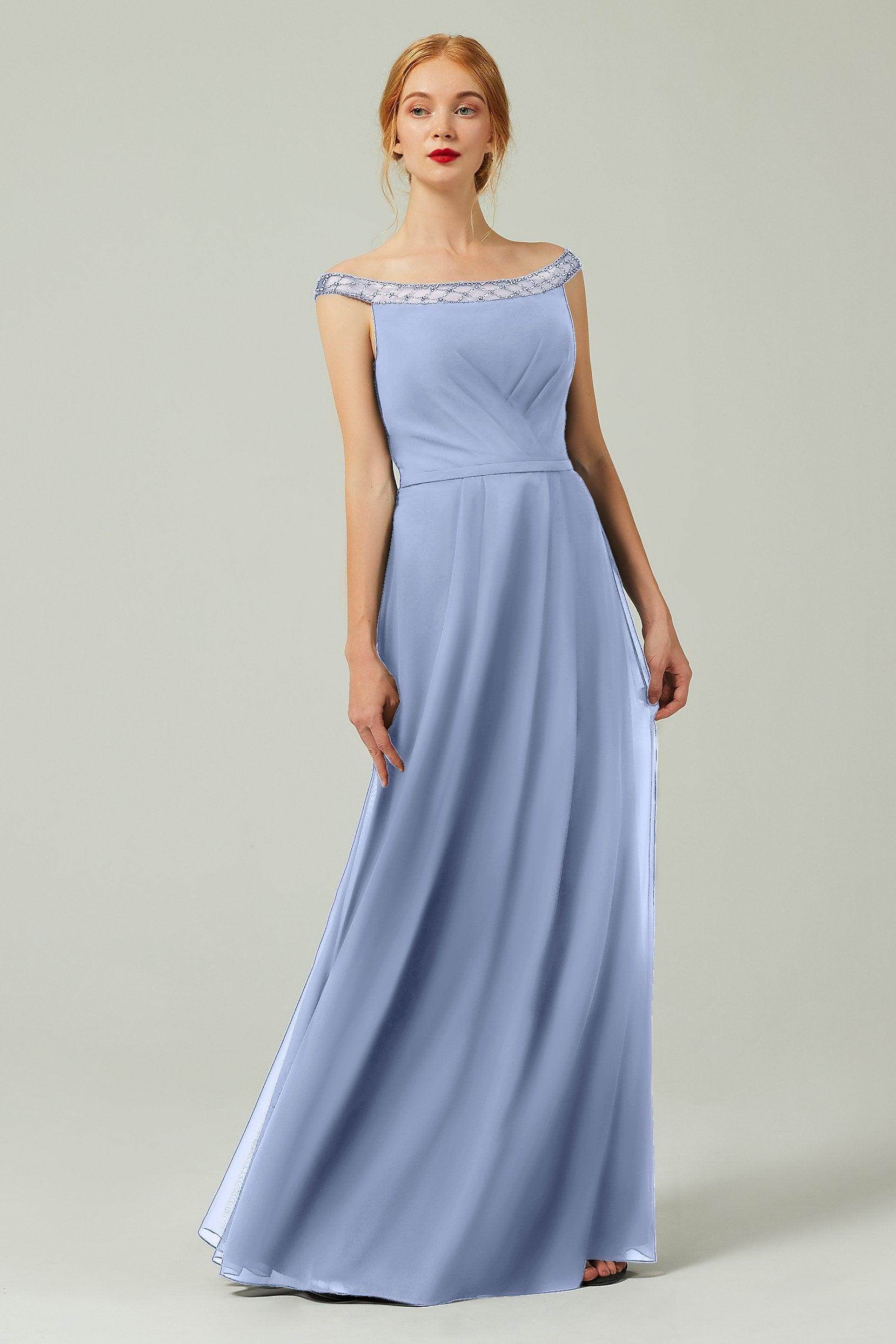 A-Line Floor Length Chiffon Bridesmaid Dress Formal Dresses CB0339 - COCOMELODY
